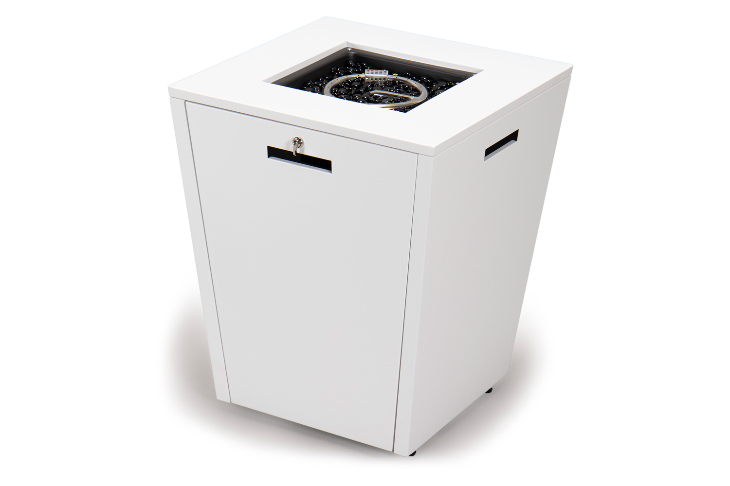 LeisureMod Chelsea Aluminum Patio Modern Propane Fire Pit Side Table - White