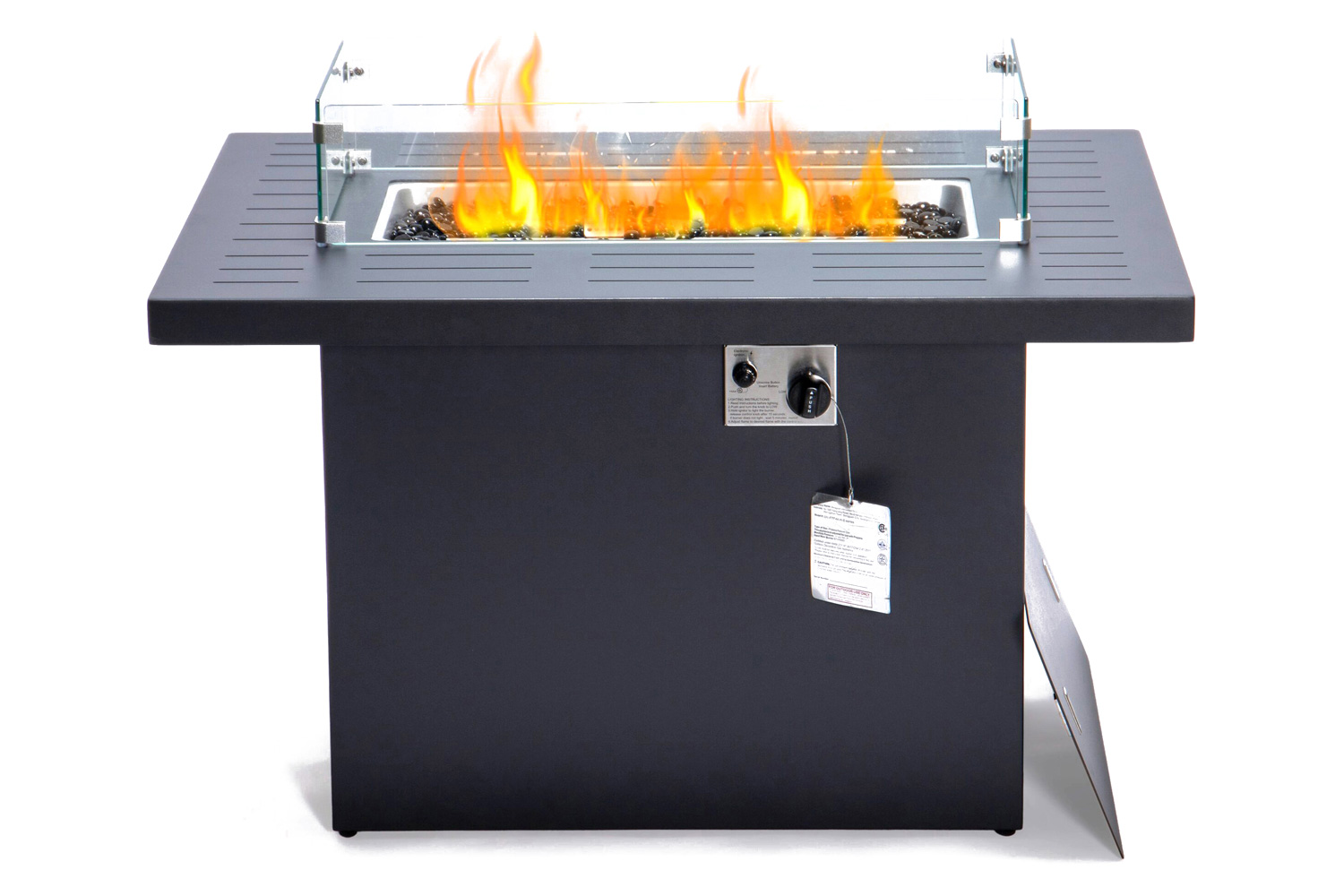 LeisureMod Chelsea Patio Modern Black Aluminum Propane Fire Pit Table - Black