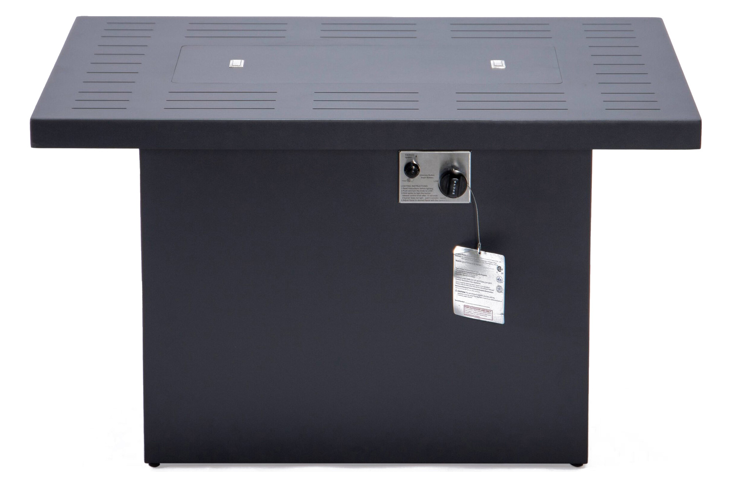 LeisureMod Chelsea Patio Modern Black Aluminum Propane Fire Pit Table - Black