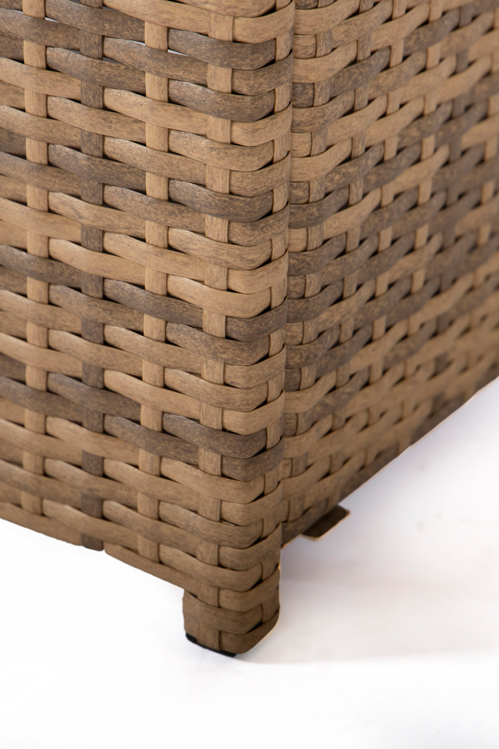 LeisureMod Mace Patio Modern Wicker Propane Fire Pit Table - Light Brown