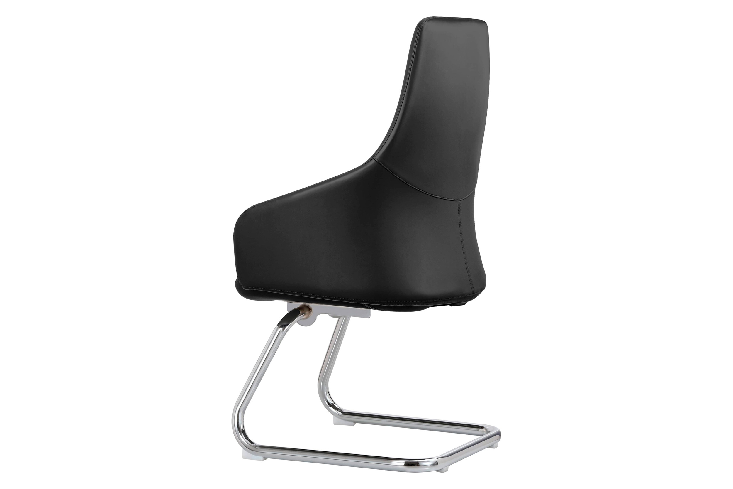 LeisureMod Celeste Modern Leather Conference Office Chair with Upholstered Seat and Armrest - Black
