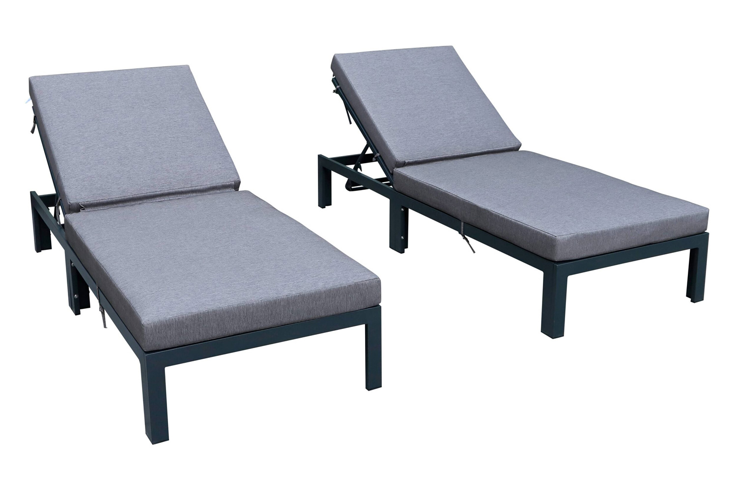 LeisureMod - Chelsea Modern Outdoor Weathered Gray Chaise Lounge Chair with Cushions (Set Of 2)