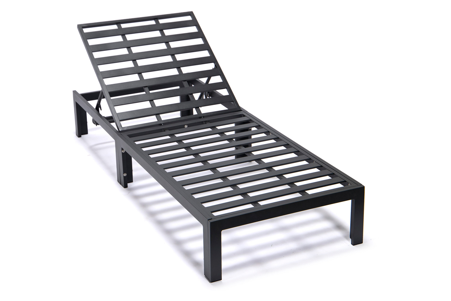 LeisureMod Chelsea Modern Outdoor Black Chaise Lounge Chair with Cushions - Red