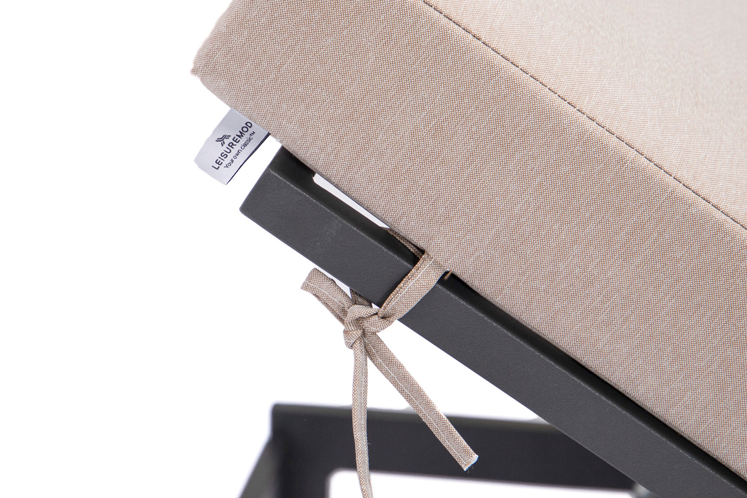 LeisureMod Chelsea Modern Outdoor Black Chaise Lounge with Side Table and Cushions (Set Of 2) - Beige