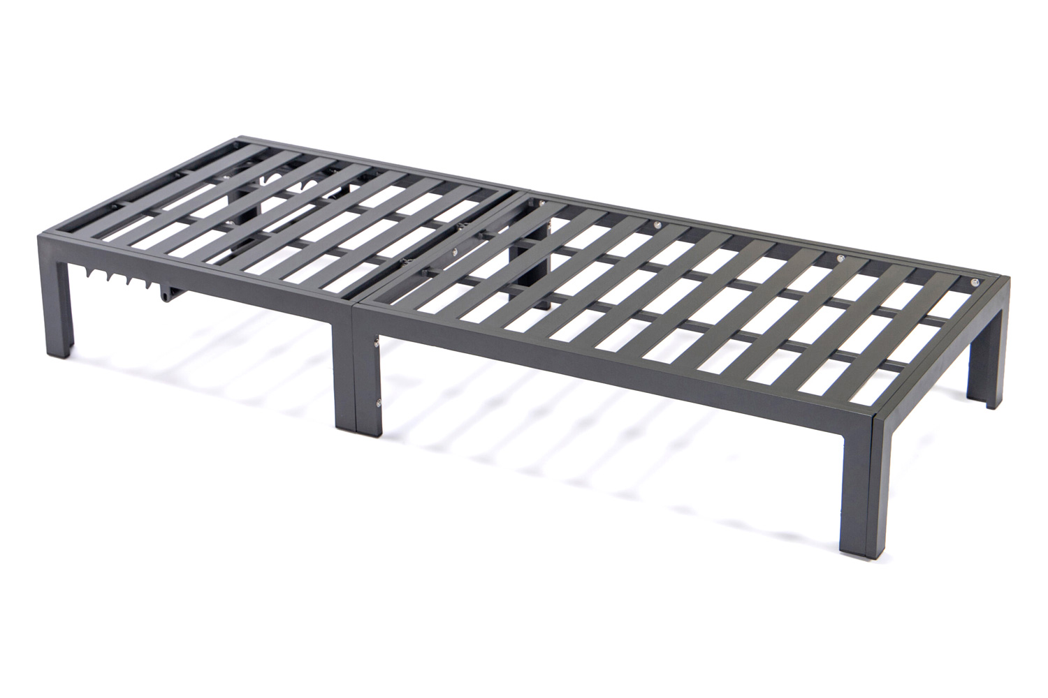 LeisureMod Chelsea Modern Outdoor Black Chaise Lounge with Side Table and Cushions (Set Of 2) - Blue