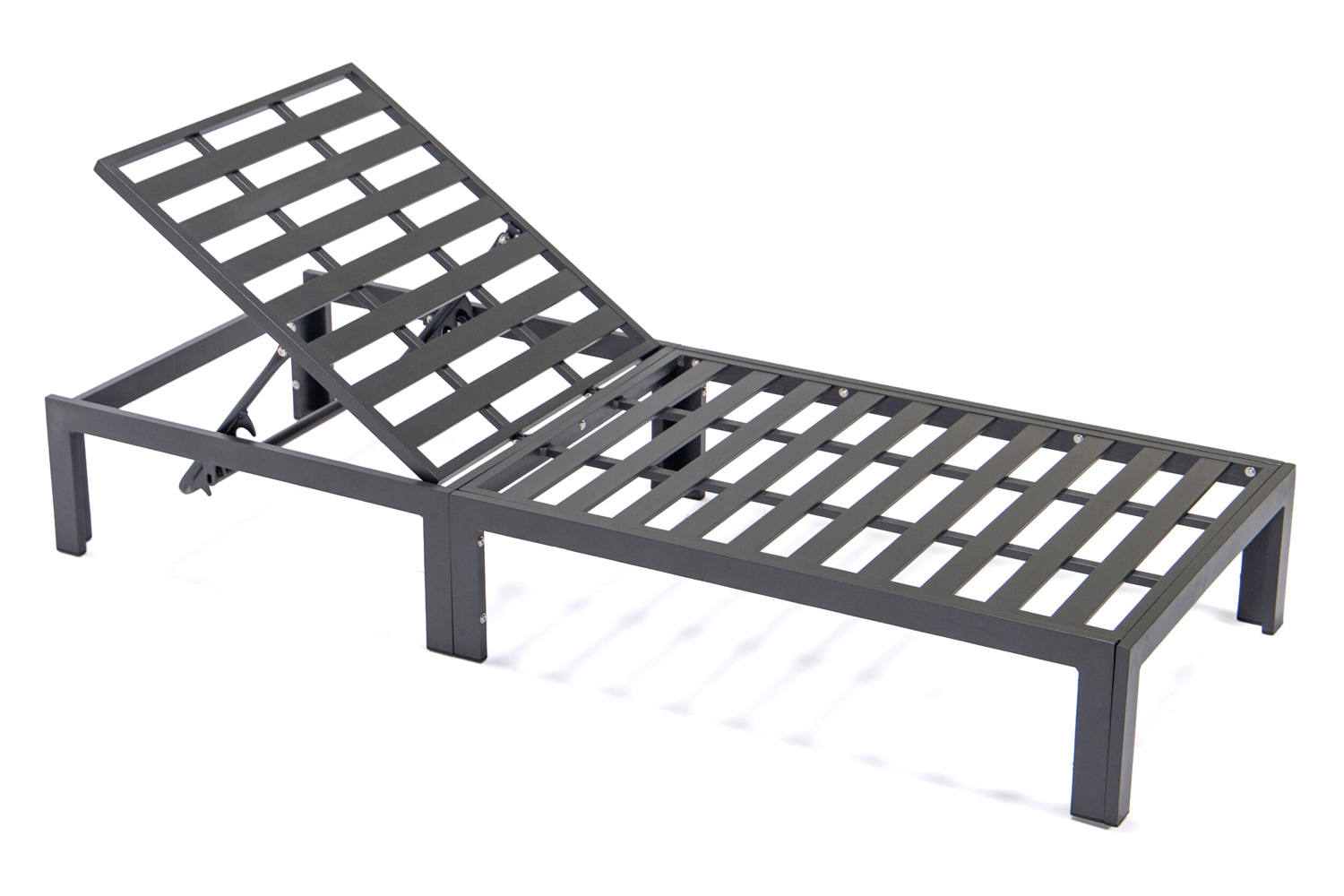LeisureMod Chelsea Modern Outdoor Black Chaise Lounge Chair with Side Table and Cushions - Red