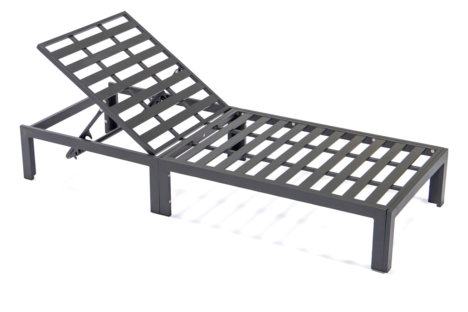 LeisureMod Chelsea Modern Outdoor Black Chaise Lounge with Side Table and Cushions (Set Of 2) - Red