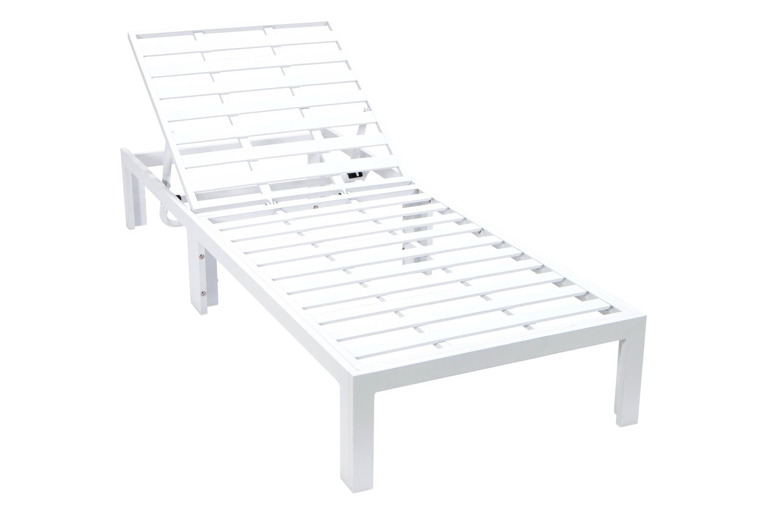 LeisureMod Chelsea Modern Outdoor White Chaise Lounge with Side Table and Cushions (Set Of 2) - Blue