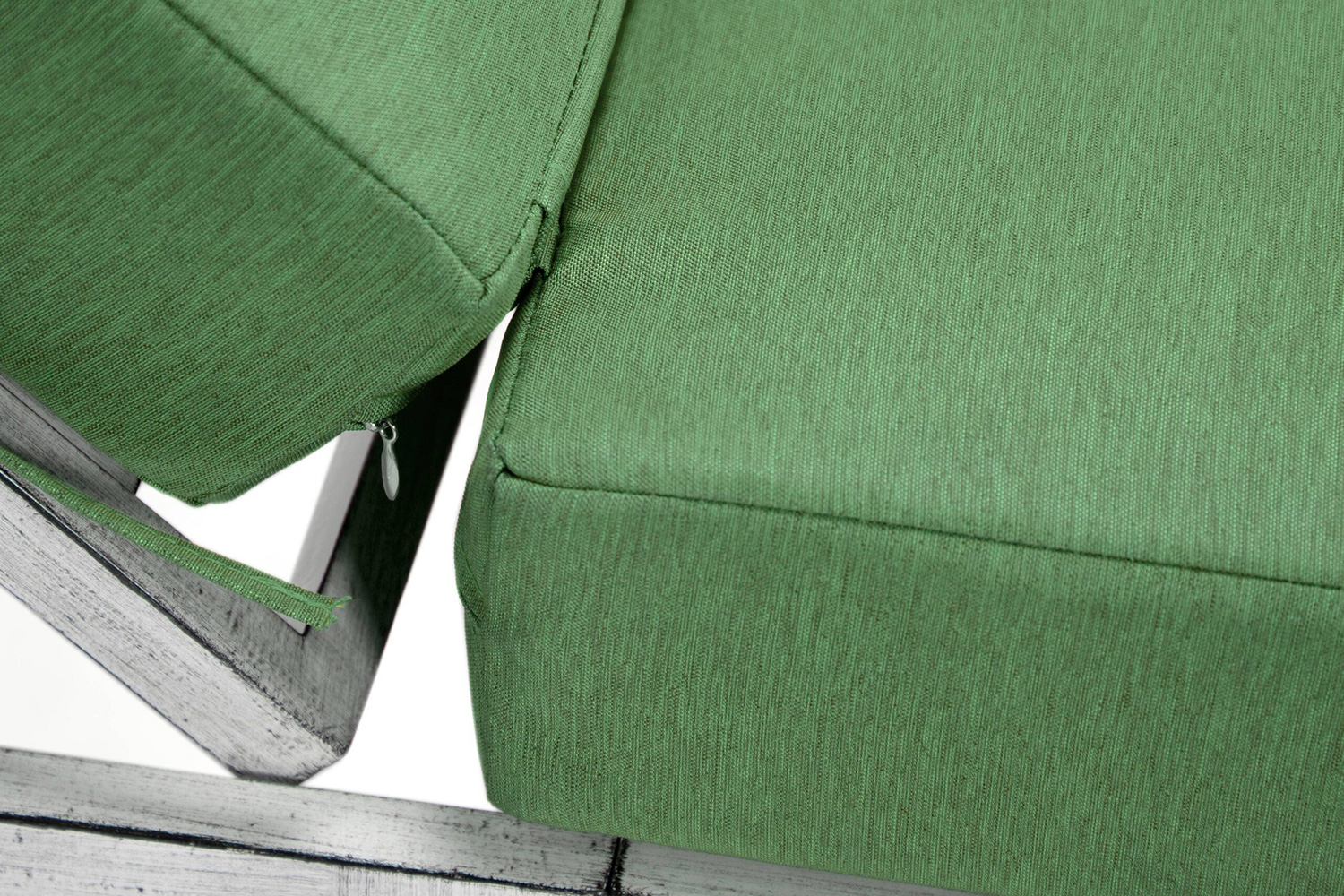 LeisureMod Chelsea Modern Outdoor Weathered Gray Chaise Lounge with Side Table and Cushions (Set Of 2) - Green
