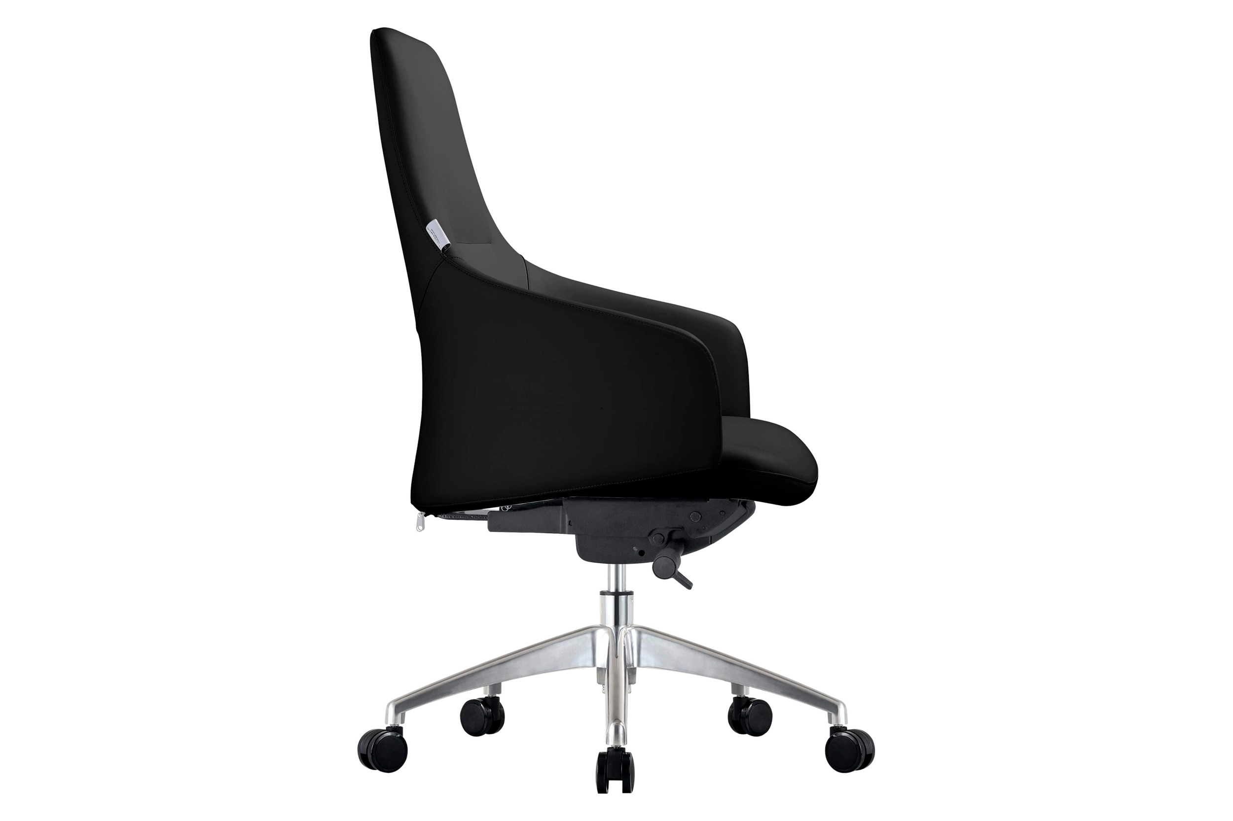 LeisureMod Celeste Mid-Century Modern Office Chair in Upholstered Faux Leather with Swivel and Tilt - Black