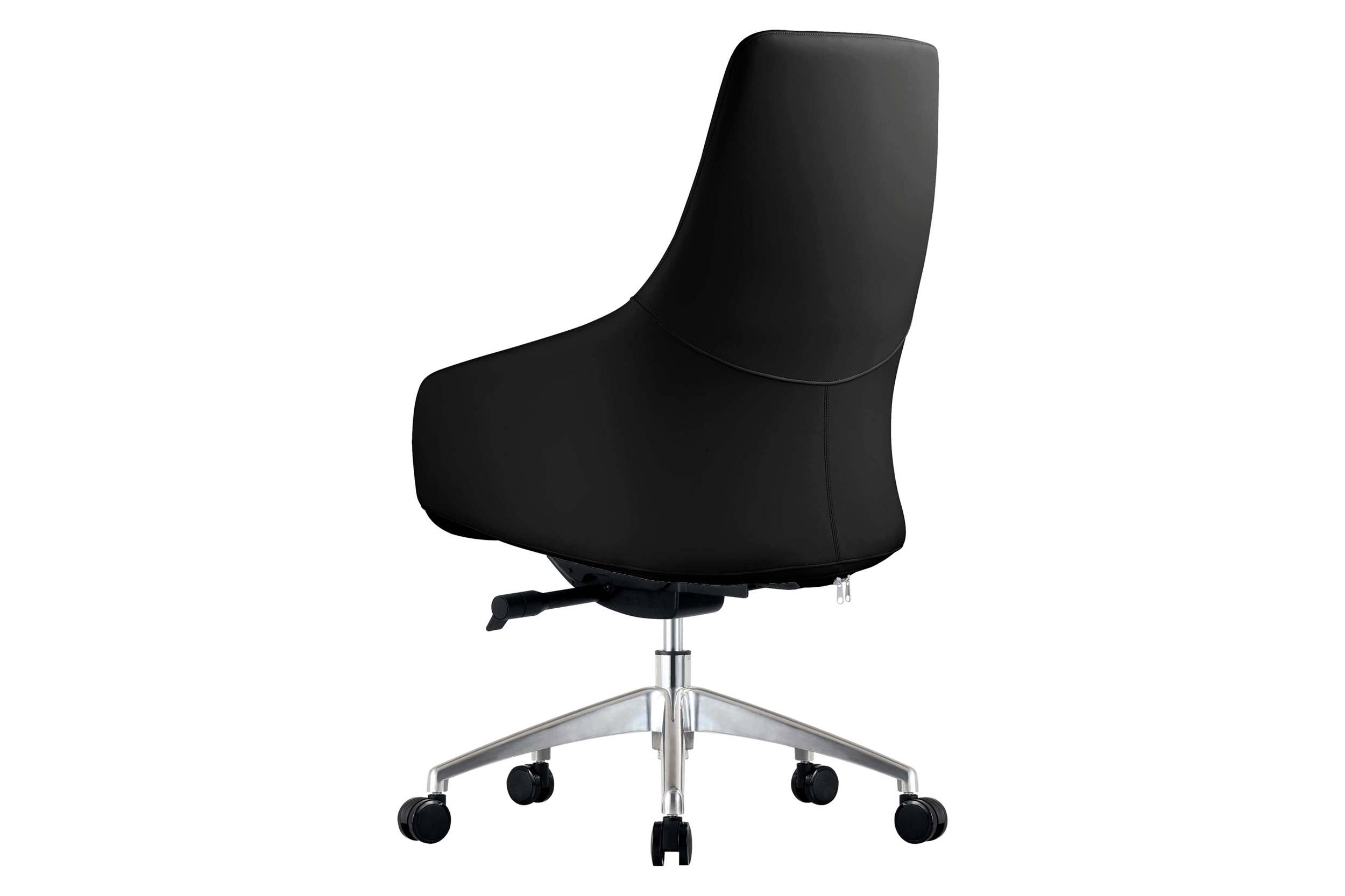 LeisureMod Celeste Mid-Century Modern Office Chair in Upholstered Faux Leather with Swivel and Tilt - Black