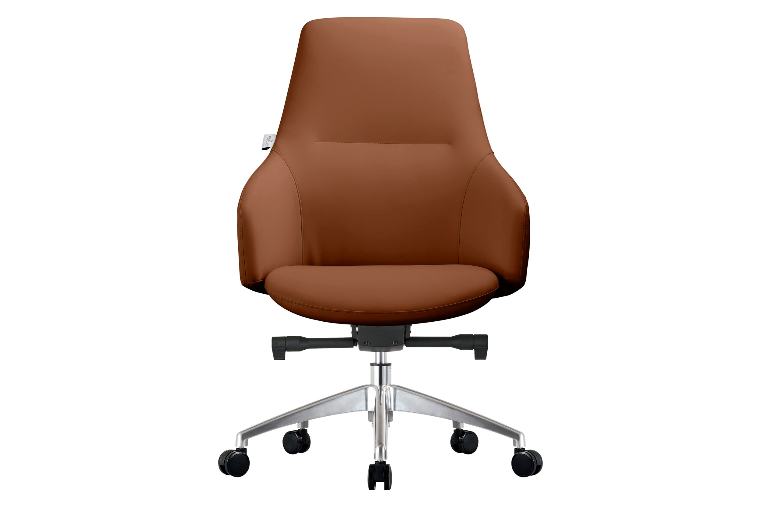 LeisureMod Celeste Mid-Century Modern Office Chair in Upholstered Faux Leather with Swivel and Tilt - Dark Brown