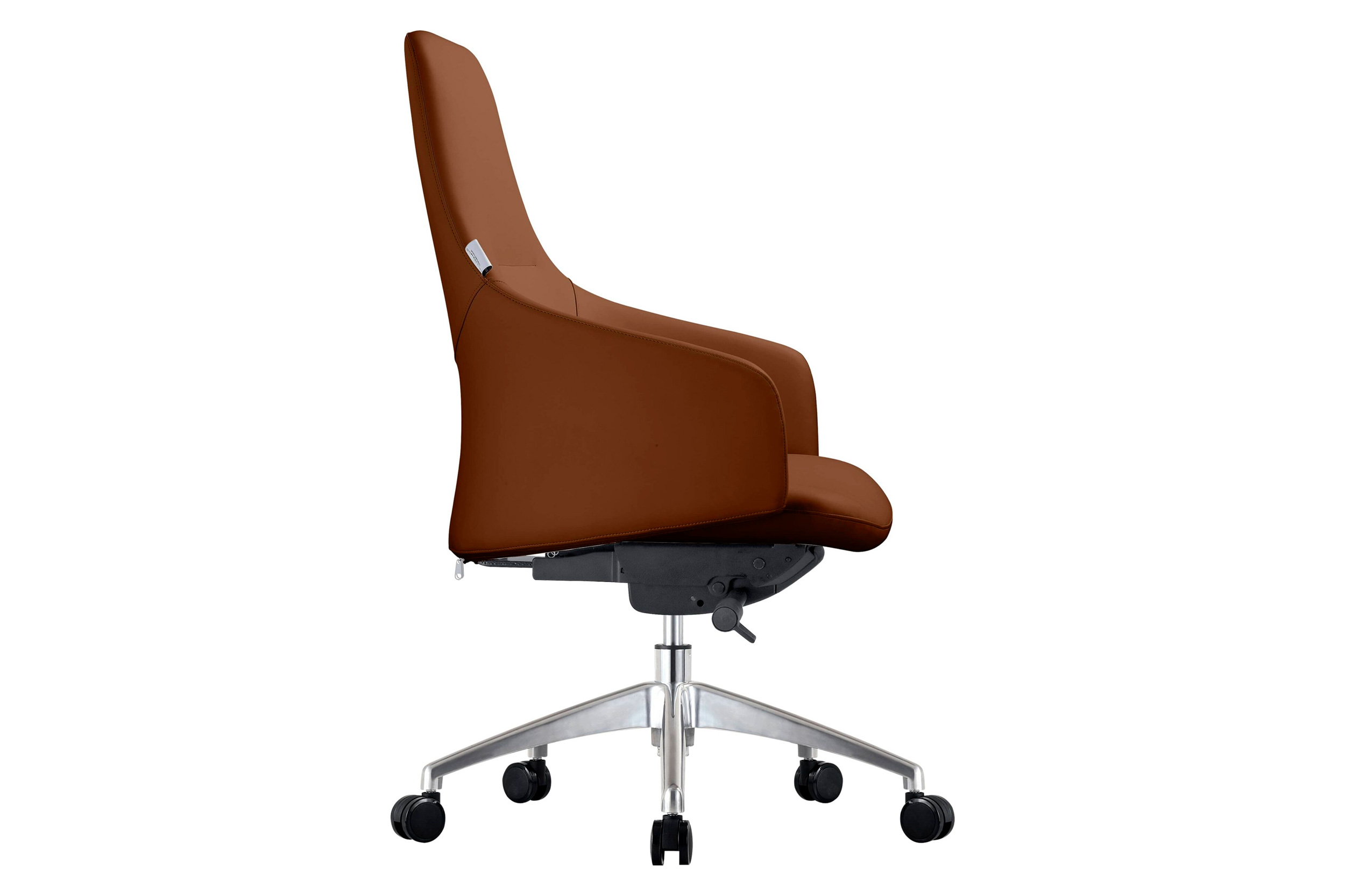 LeisureMod Celeste Mid-Century Modern Office Chair in Upholstered Faux Leather with Swivel and Tilt - Dark Brown