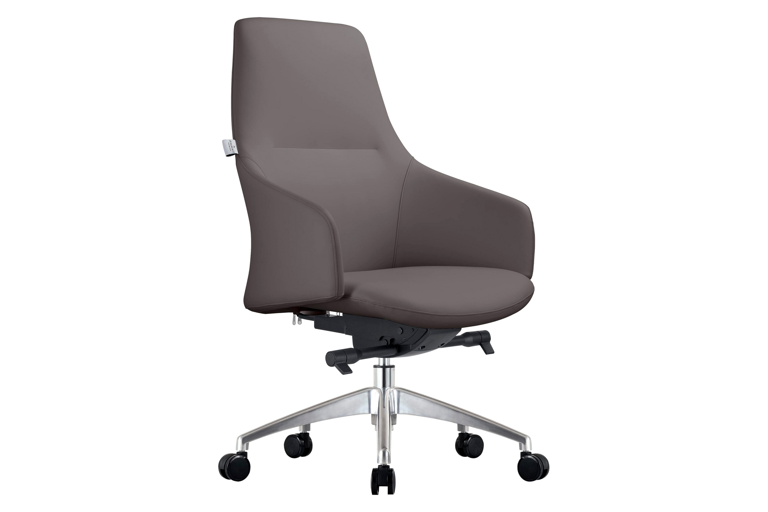 LeisureMod - Celeste Mid-Century Modern Office Chair in Upholstered Faux Leather with Swivel and Tilt