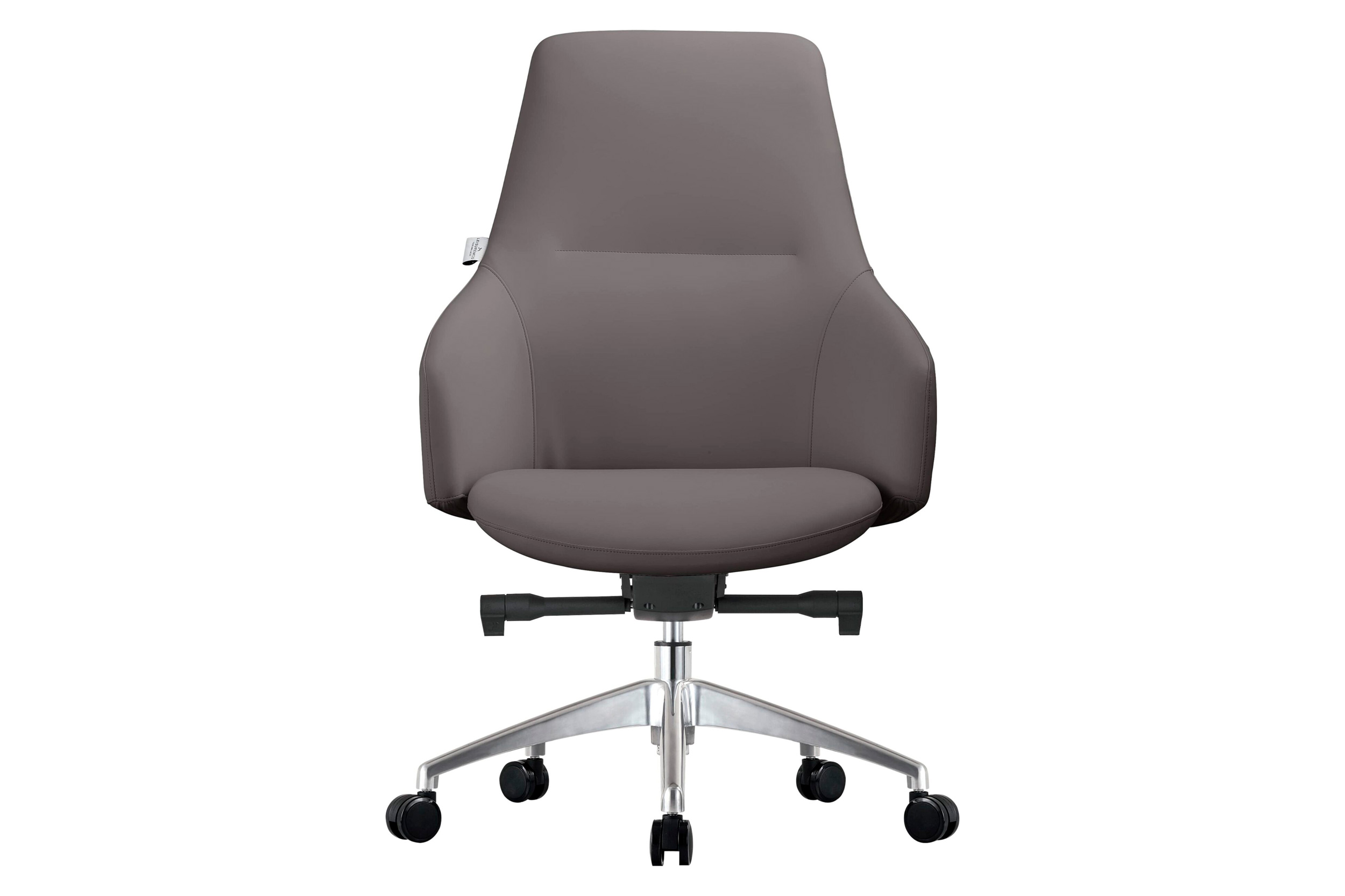 LeisureMod Celeste Mid-Century Modern Office Chair in Upholstered Faux Leather with Swivel and Tilt - Gray