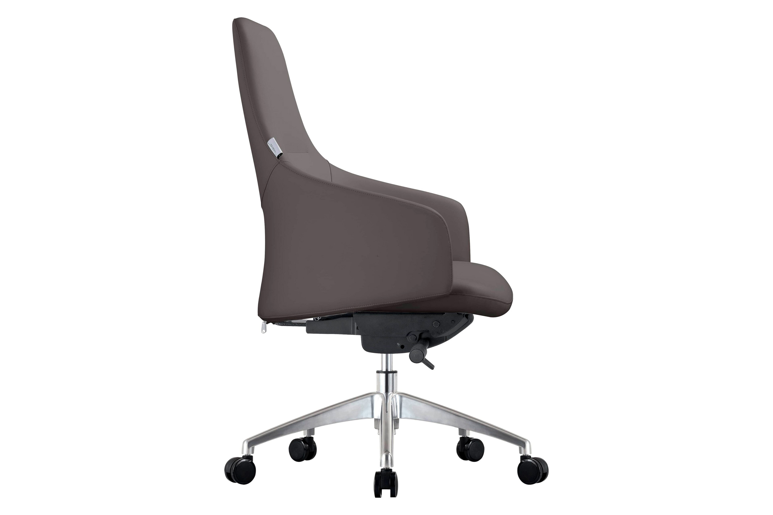 LeisureMod Celeste Mid-Century Modern Office Chair in Upholstered Faux Leather with Swivel and Tilt - Gray