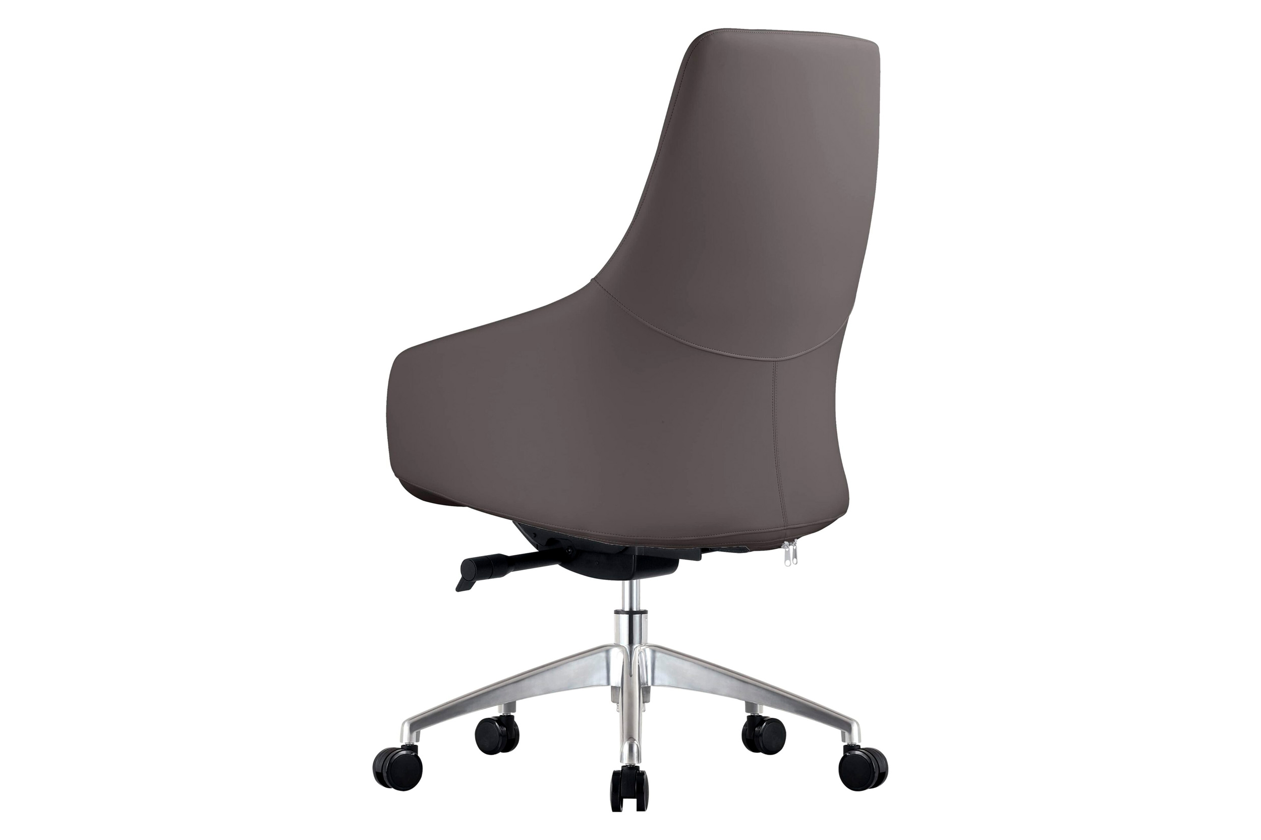 LeisureMod Celeste Mid-Century Modern Office Chair in Upholstered Faux Leather with Swivel and Tilt - Gray
