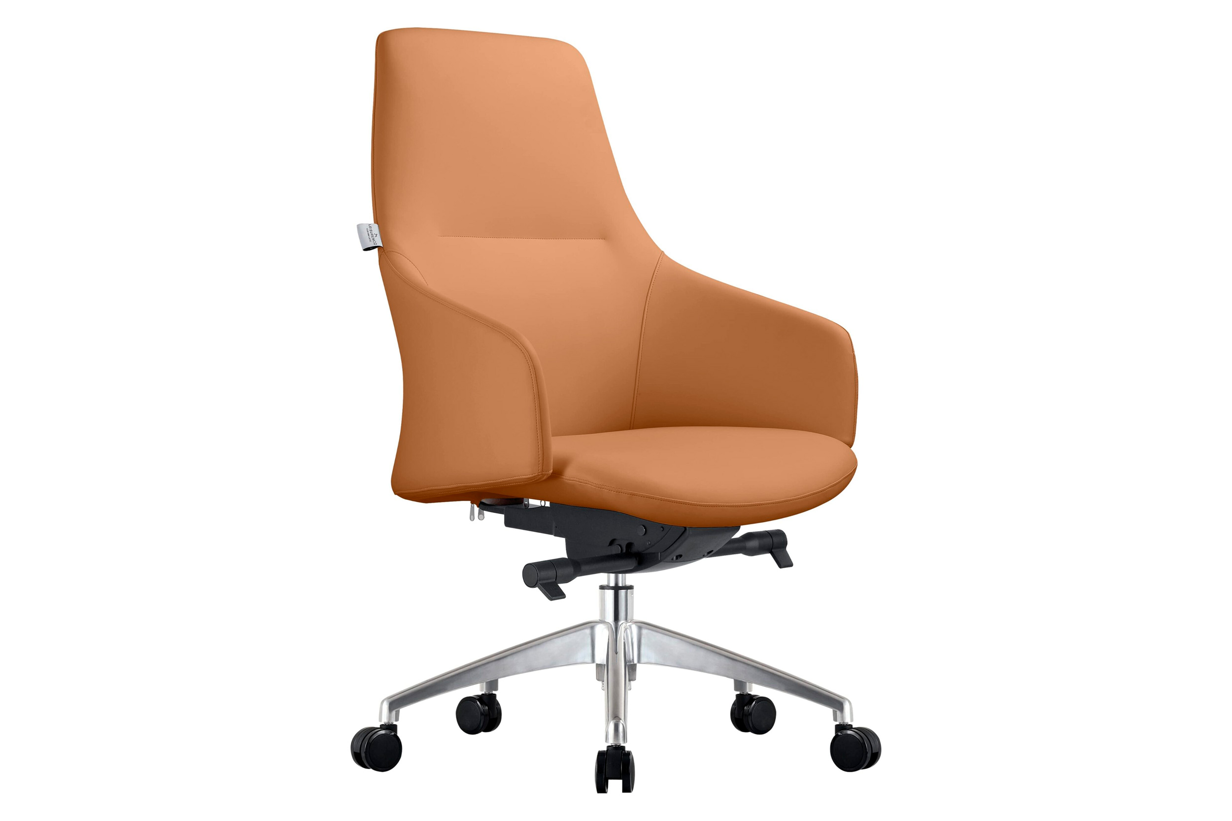 LeisureMod - Celeste Mid-Century Modern Office Chair in Upholstered Faux Leather with Swivel and Tilt