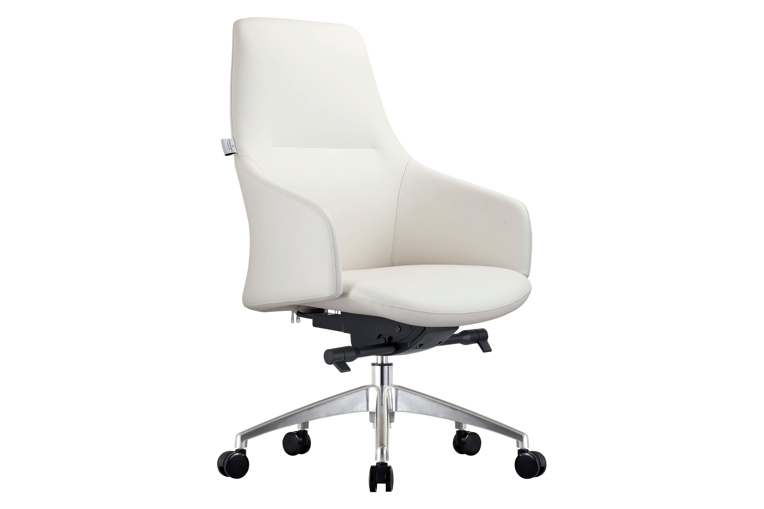 LeisureMod - Celeste Mid-Century Modern Office Chair in Upholstered Faux Leather with Swivel and Tilt