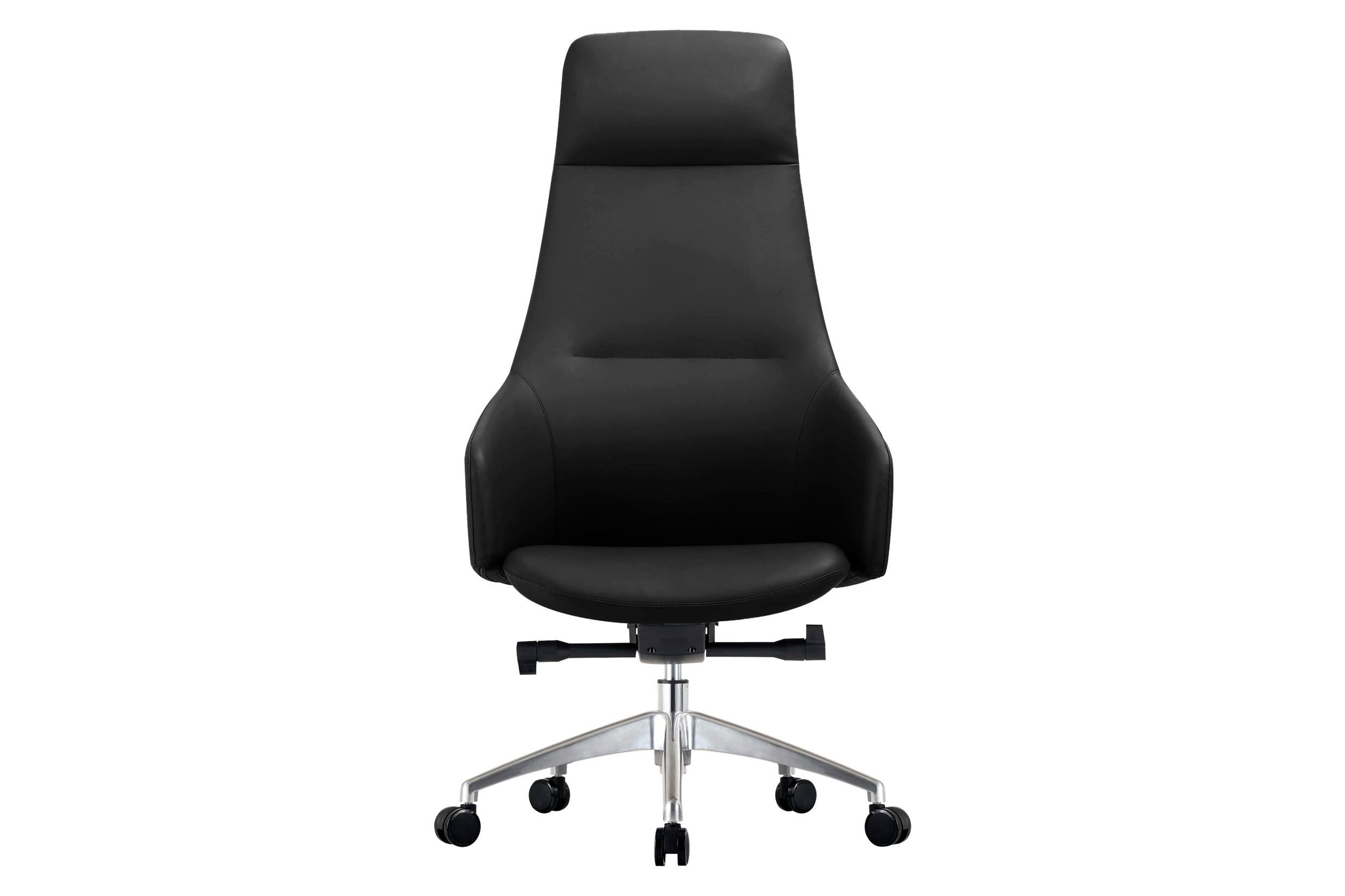 LeisureMod Celeste Mid-Century Modern High-Back Office Chair in Upholstered Faux Leather and Iron Frame - Black