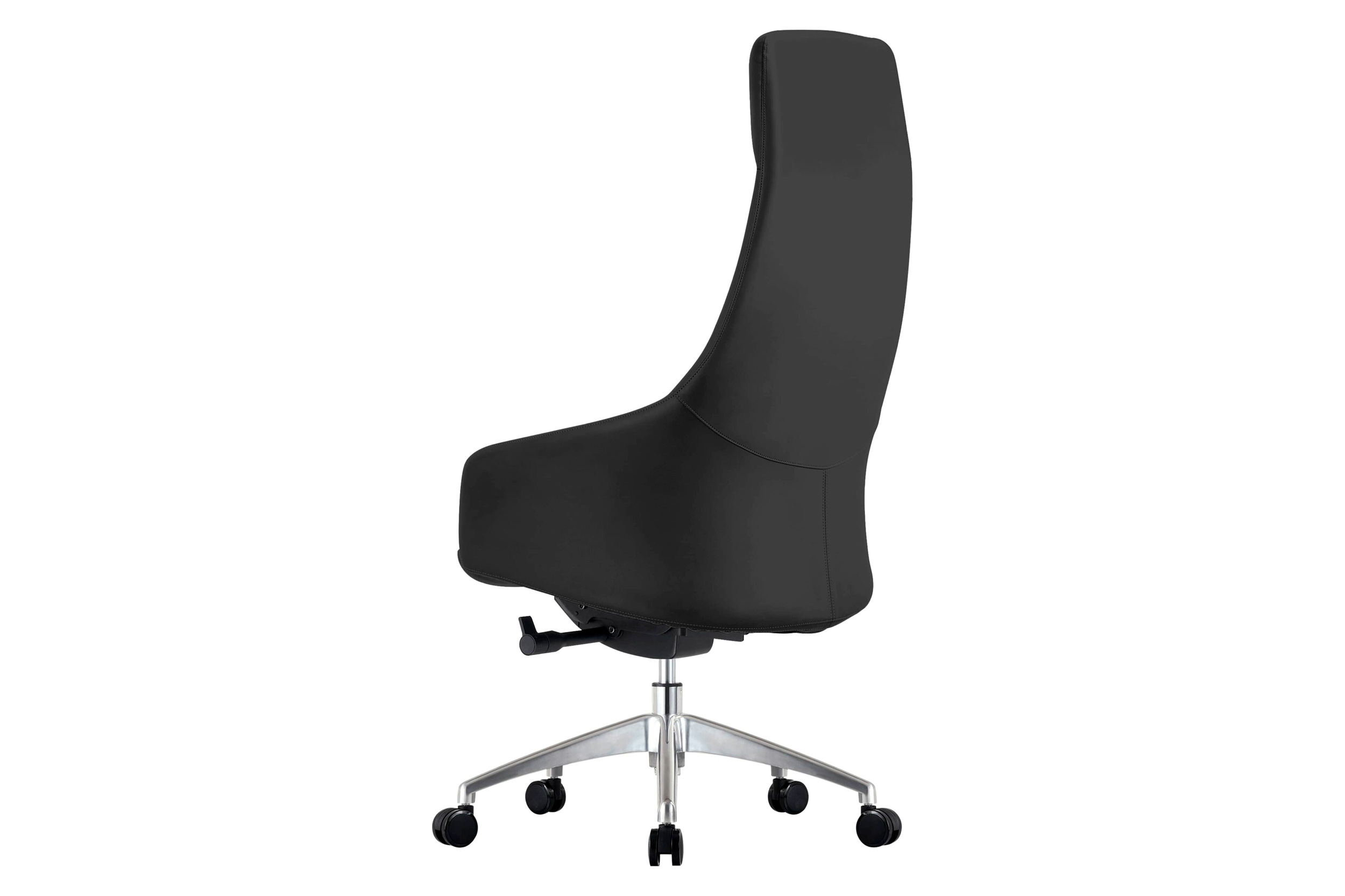 LeisureMod Celeste Mid-Century Modern High-Back Office Chair in Upholstered Faux Leather and Iron Frame - Black