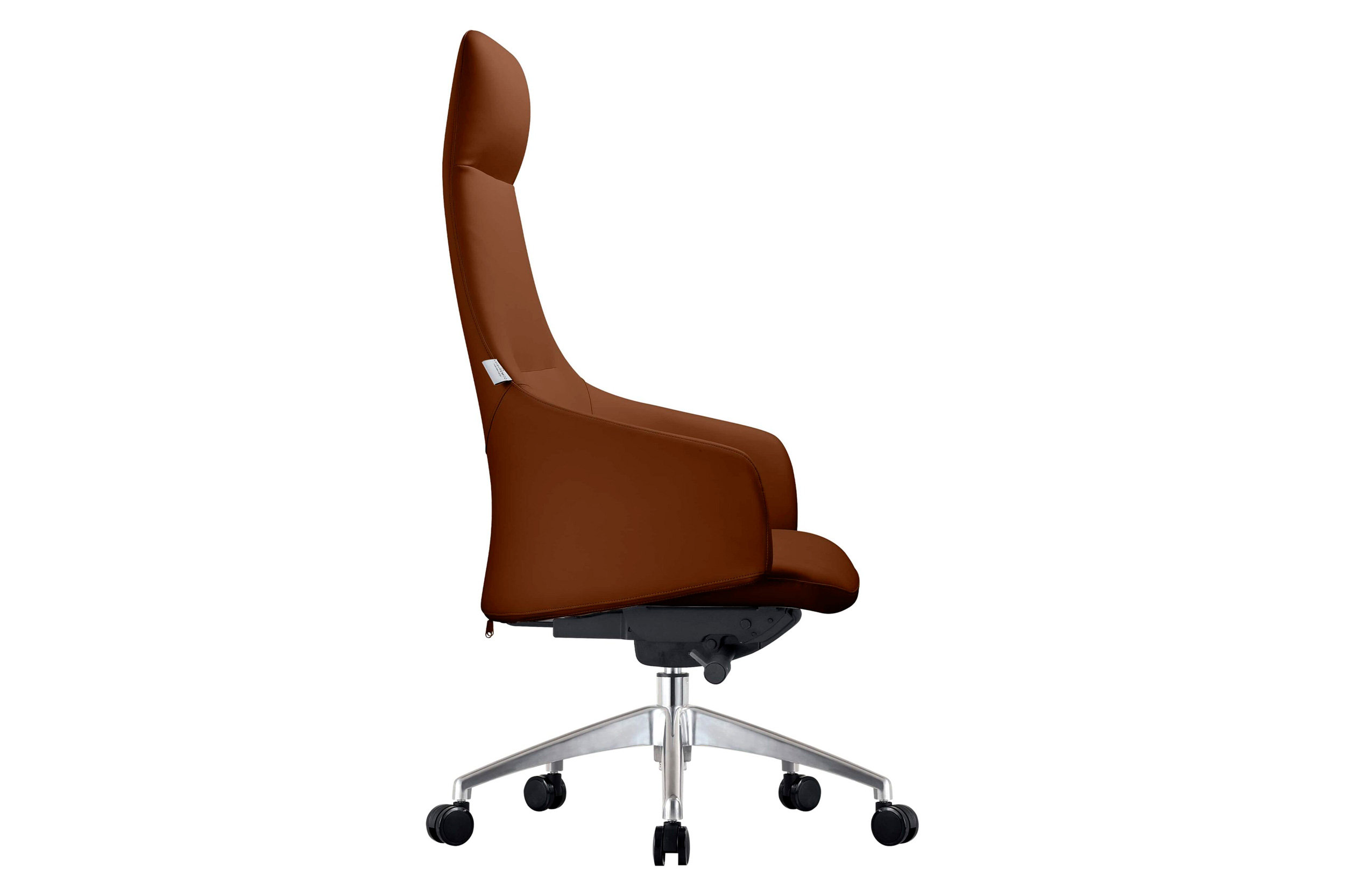 LeisureMod Celeste Mid-Century Modern High-Back Office Chair in Upholstered Faux Leather and Iron Frame - Dark Brown