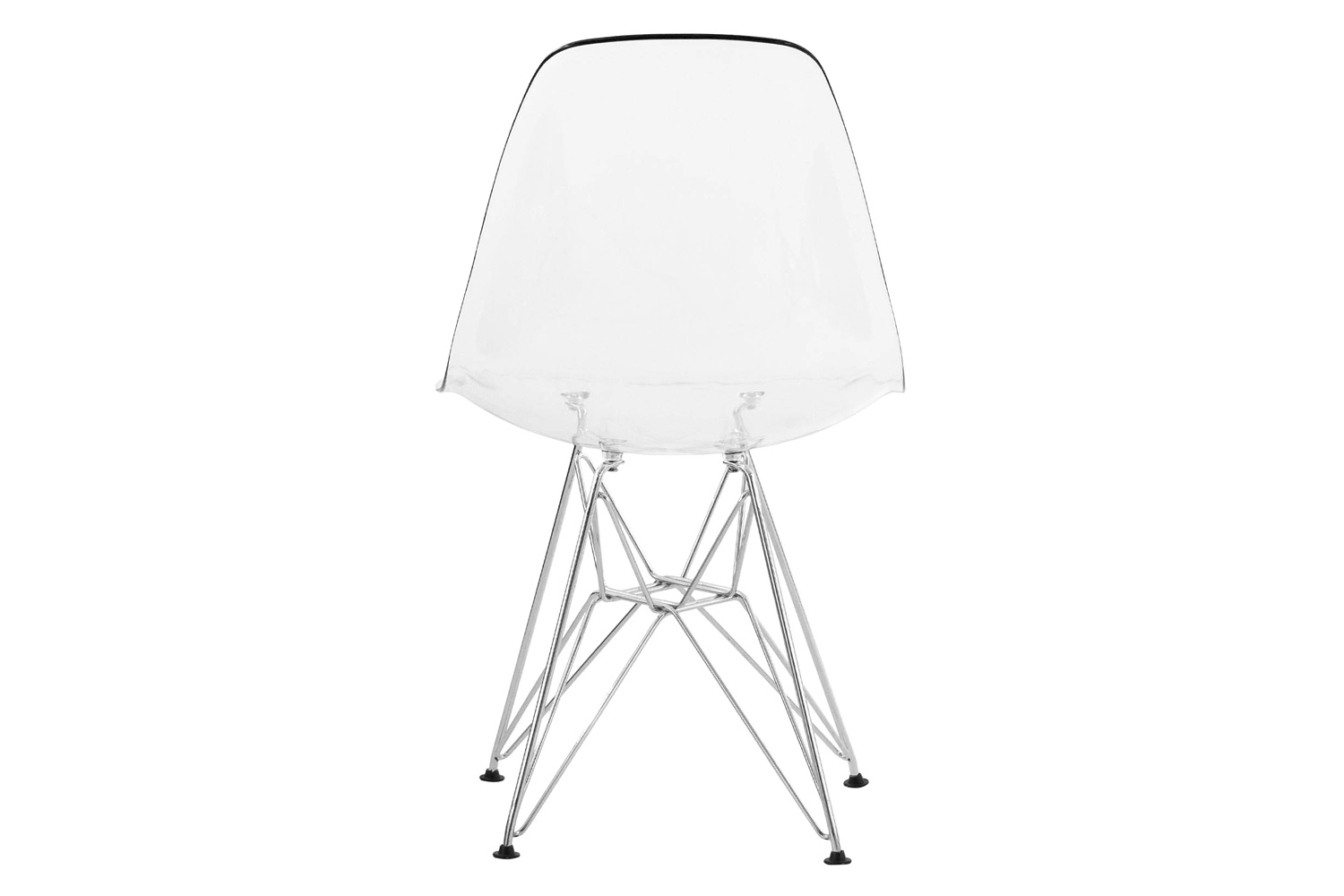 LeisureMod Cresco Molded Plastic Eiffel Side Chair with Chrome Legs - Clear