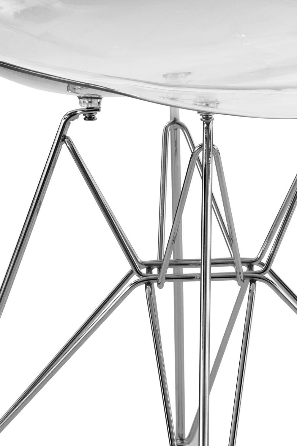 LeisureMod Cresco Molded Plastic Eiffel Side Chair with Chrome Legs - Clear