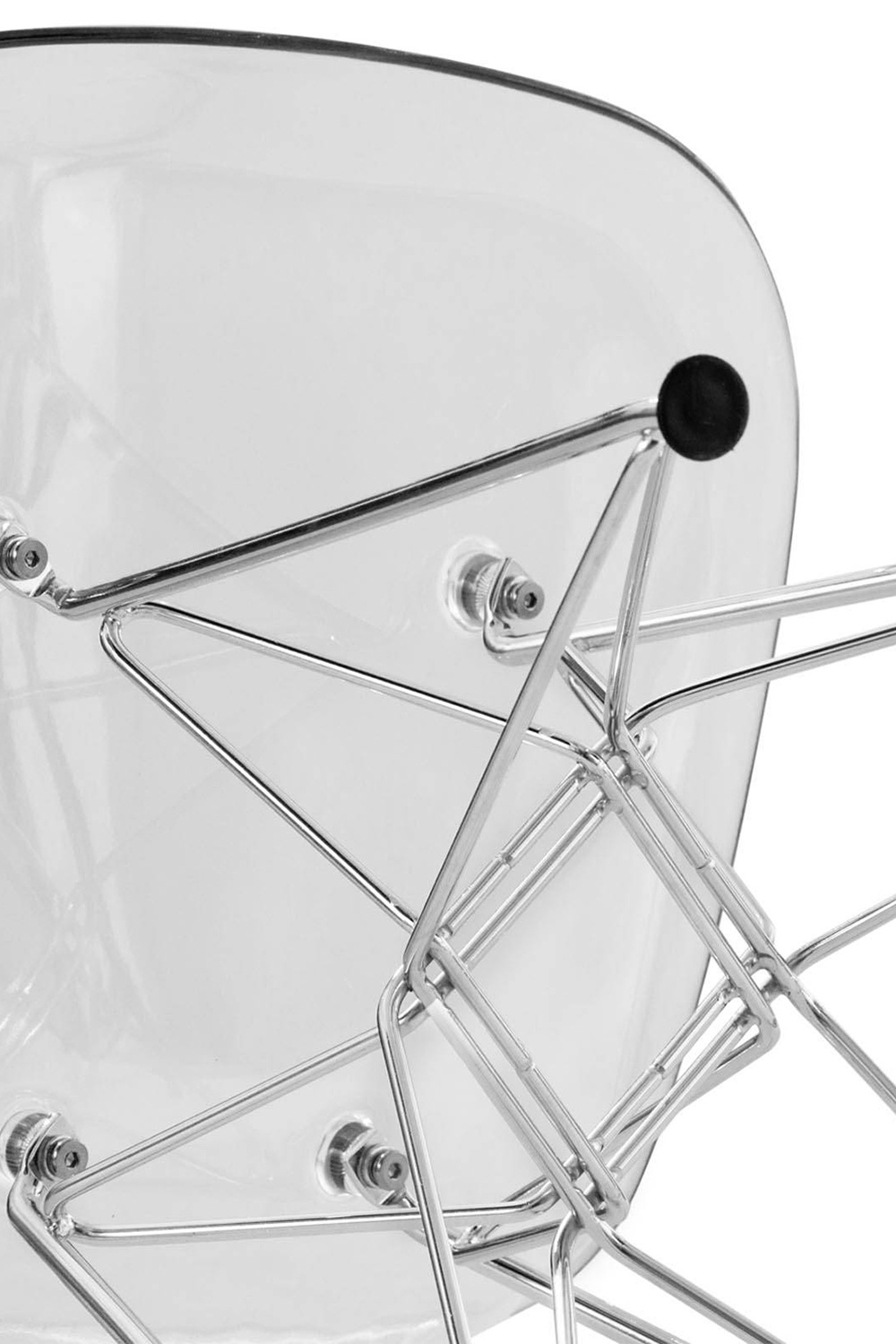 LeisureMod Cresco Molded Plastic Eiffel Side Chair with Chrome Legs - Clear