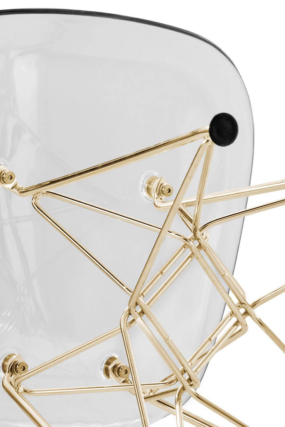 LeisureMod Cresco Modern Molded Eiffel Side Dining Chair with Gold Base - Clear