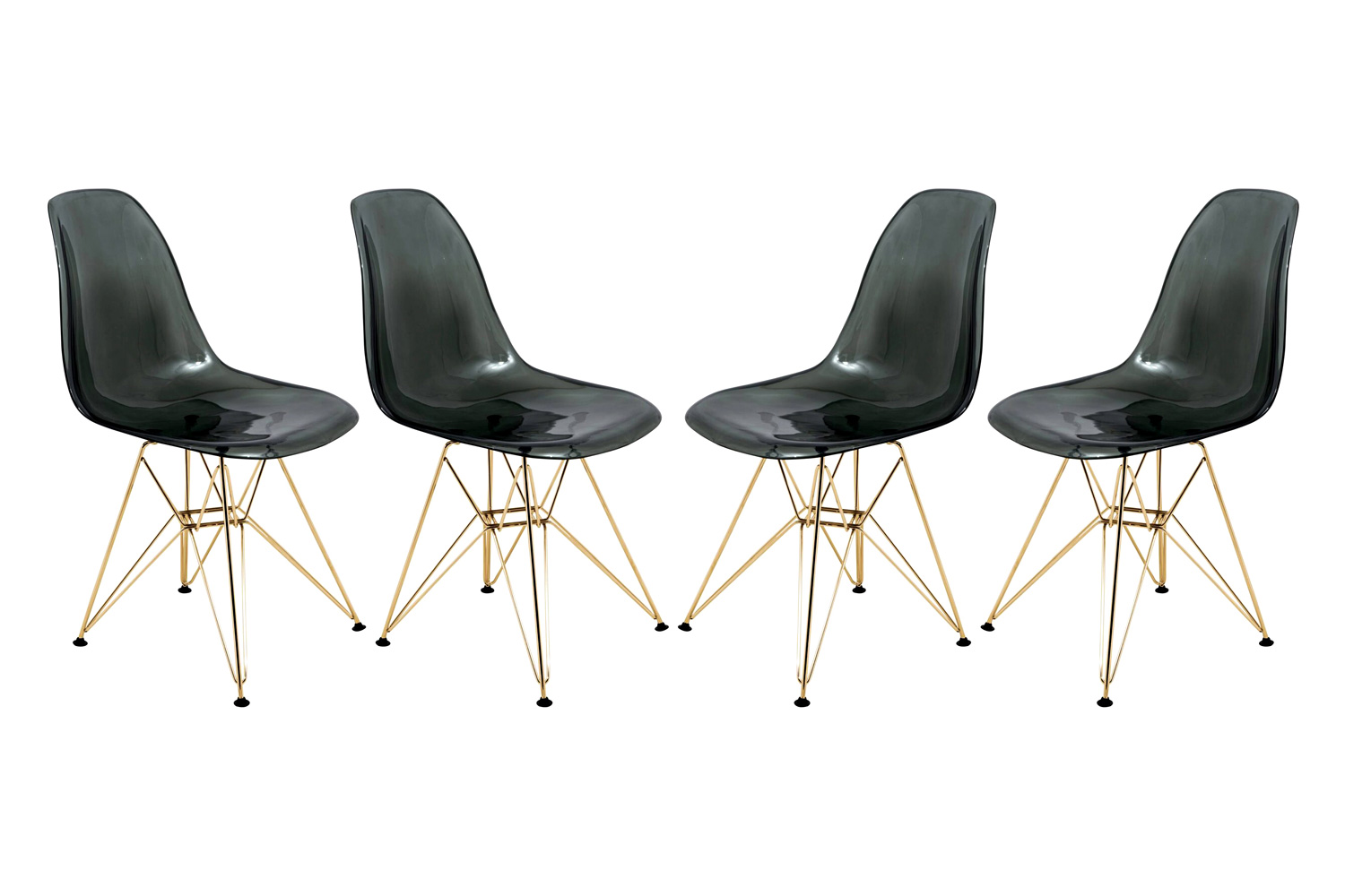 LeisureMod - Cresco Modern Molded Eiffel Side Dining Chair with Gold Base (Set Of 4)