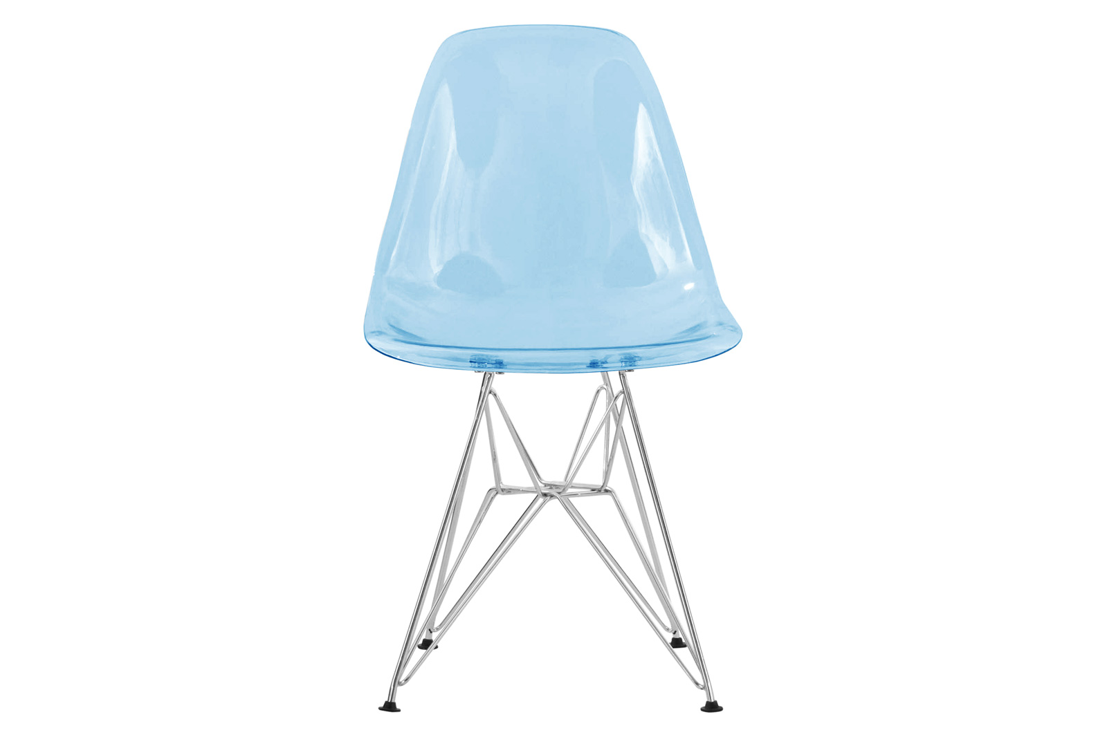 LeisureMod Cresco Molded Eiffel Side Chair (Set Of 4) - Transparent Blue