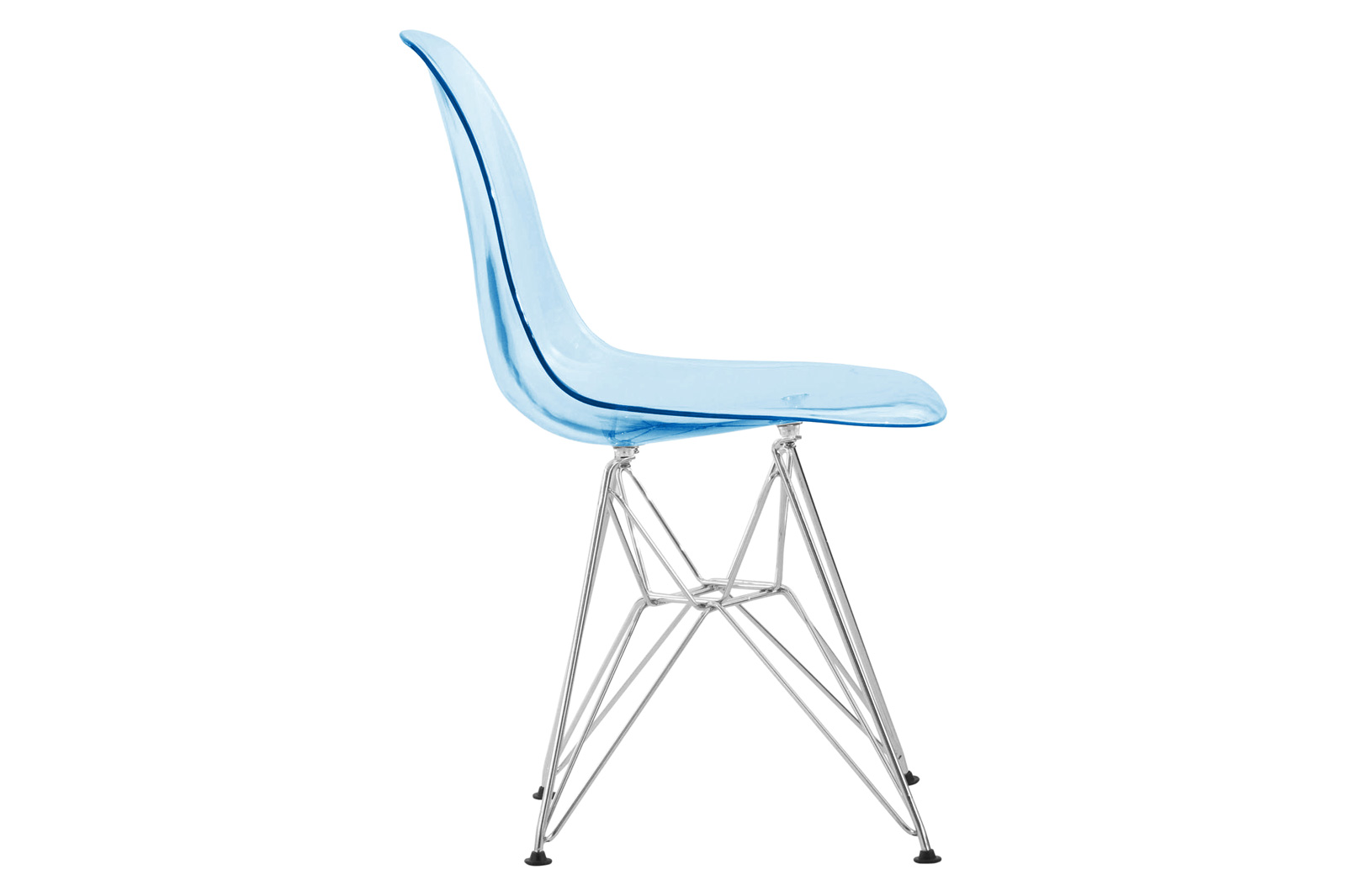 LeisureMod Cresco Molded Eiffel Side Chair (Set Of 4) - Transparent Blue