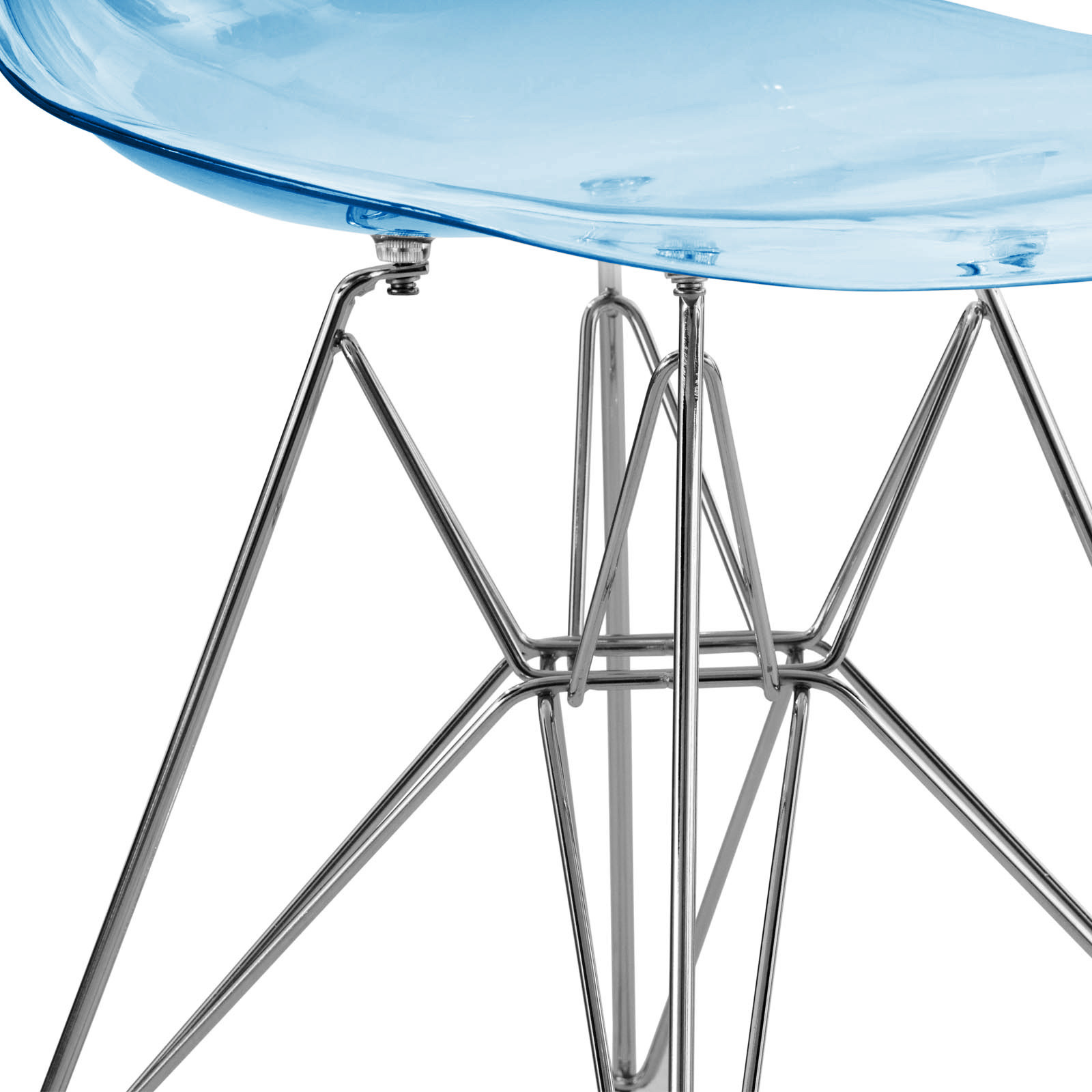 LeisureMod Cresco Molded Eiffel Side Chair (Set Of 4) - Transparent Blue