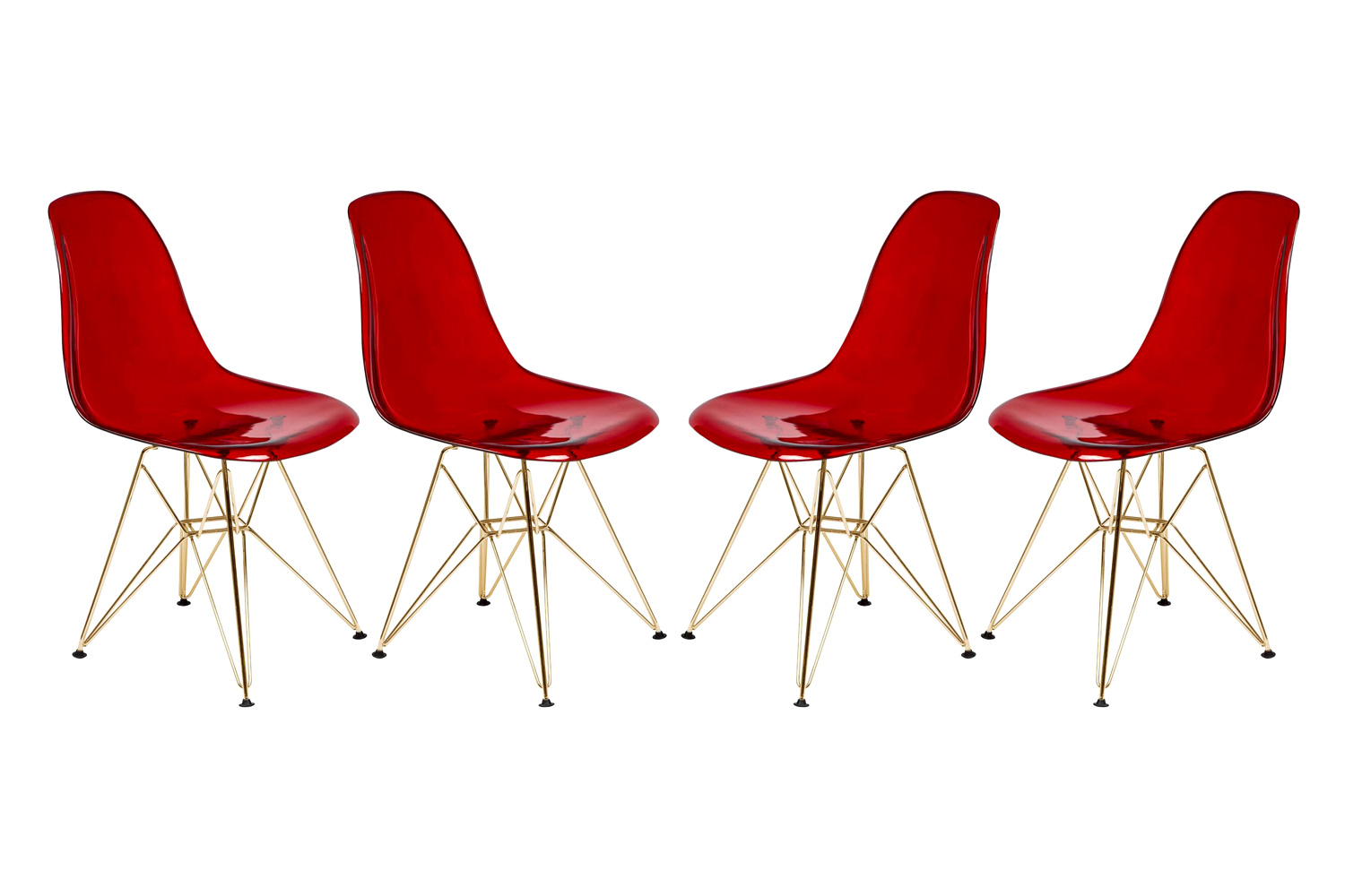 LeisureMod - Cresco Modern Molded Eiffel Side Dining Chair with Gold Base (Set Of 4)
