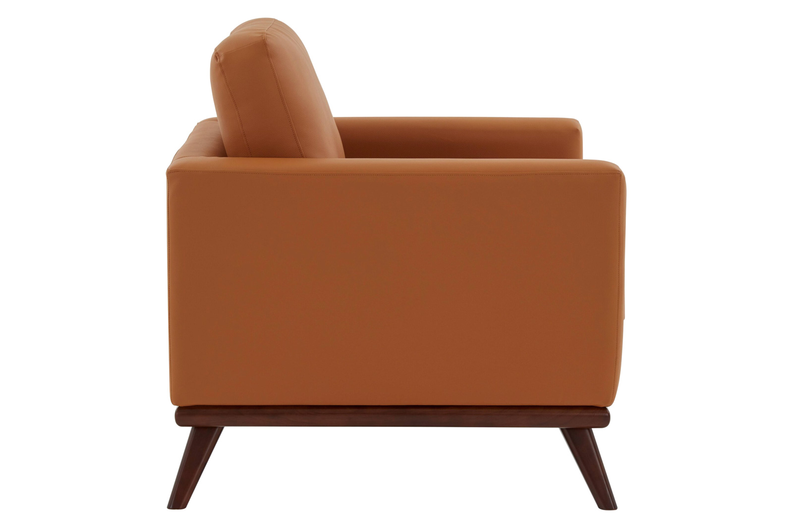 LeisureMod Chester Modern Leather Accent Arm Chair With Birch Wood Base - Cognac Tan