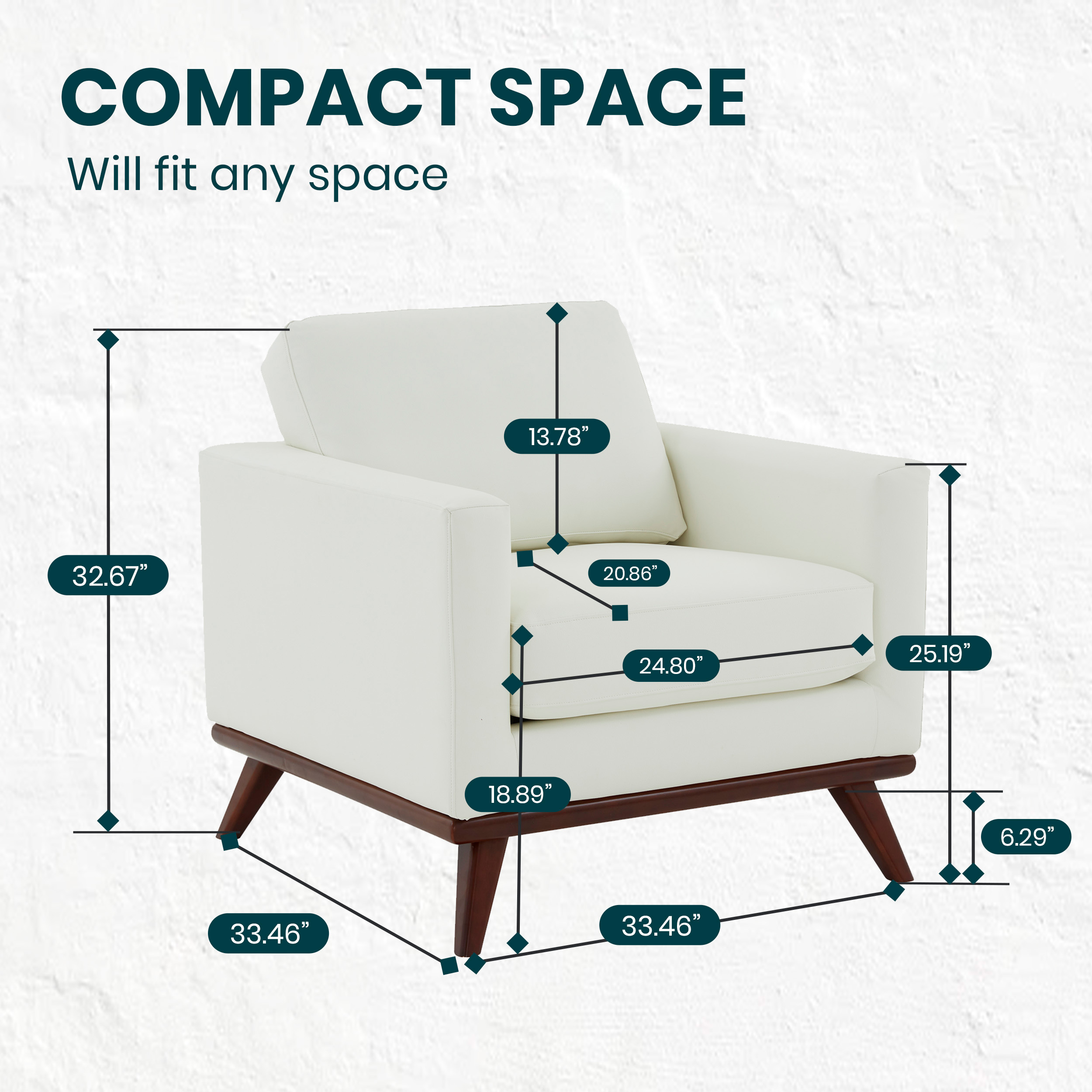LeisureMod Chester Modern Leather Accent Arm Chair With Birch Wood Base - White