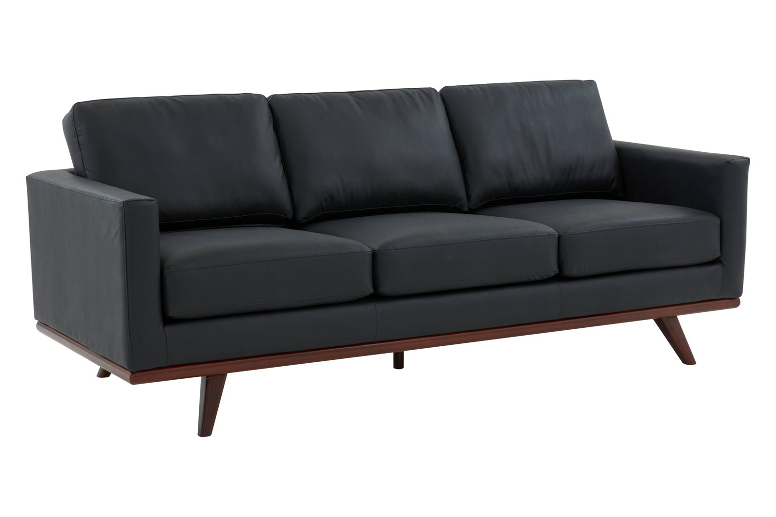 LeisureMod - Chester Modern Leather Sofa With Birch Wood Base