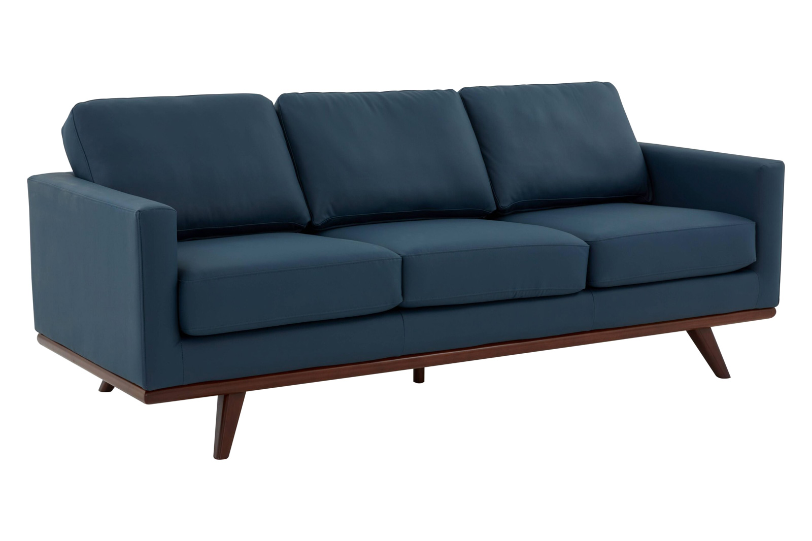 LeisureMod - Chester Modern Leather Sofa With Birch Wood Base