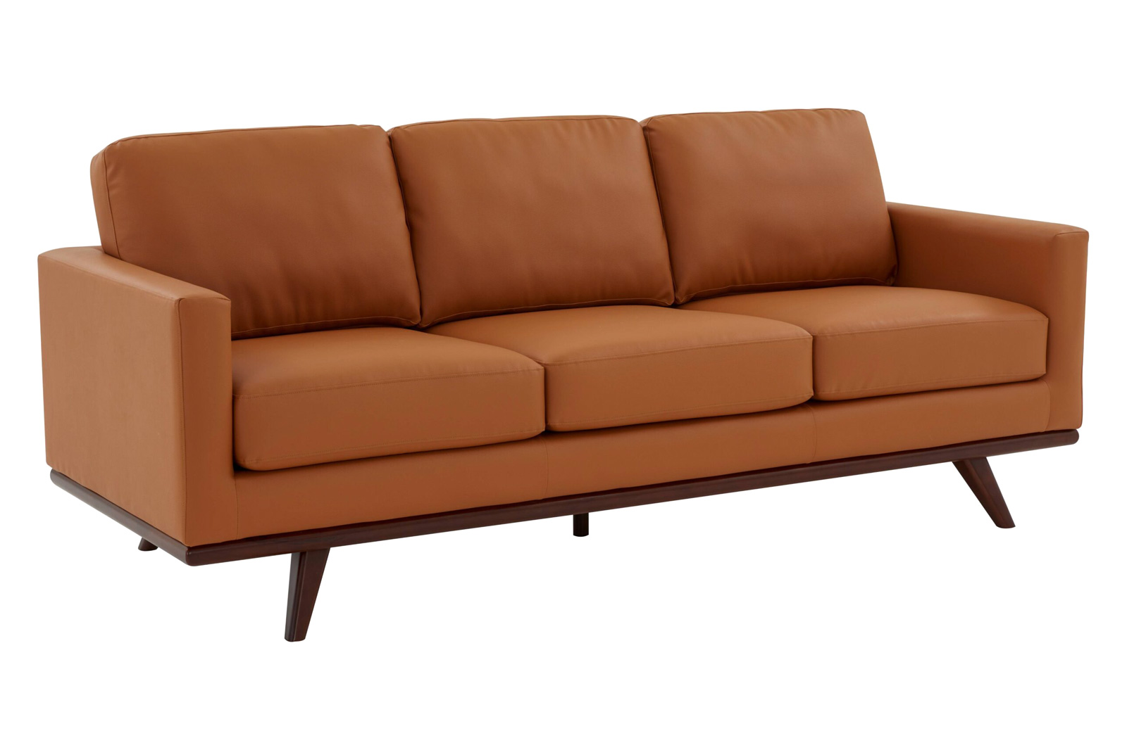 LeisureMod - Chester Modern Leather Sofa With Birch Wood Base