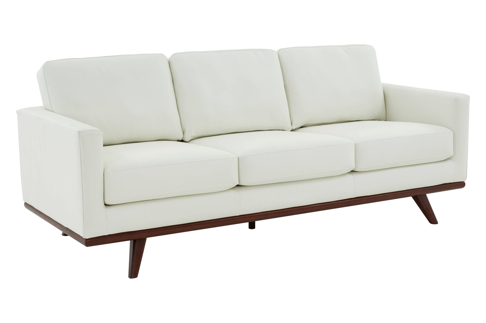 LeisureMod - Chester Modern Leather Sofa With Birch Wood Base