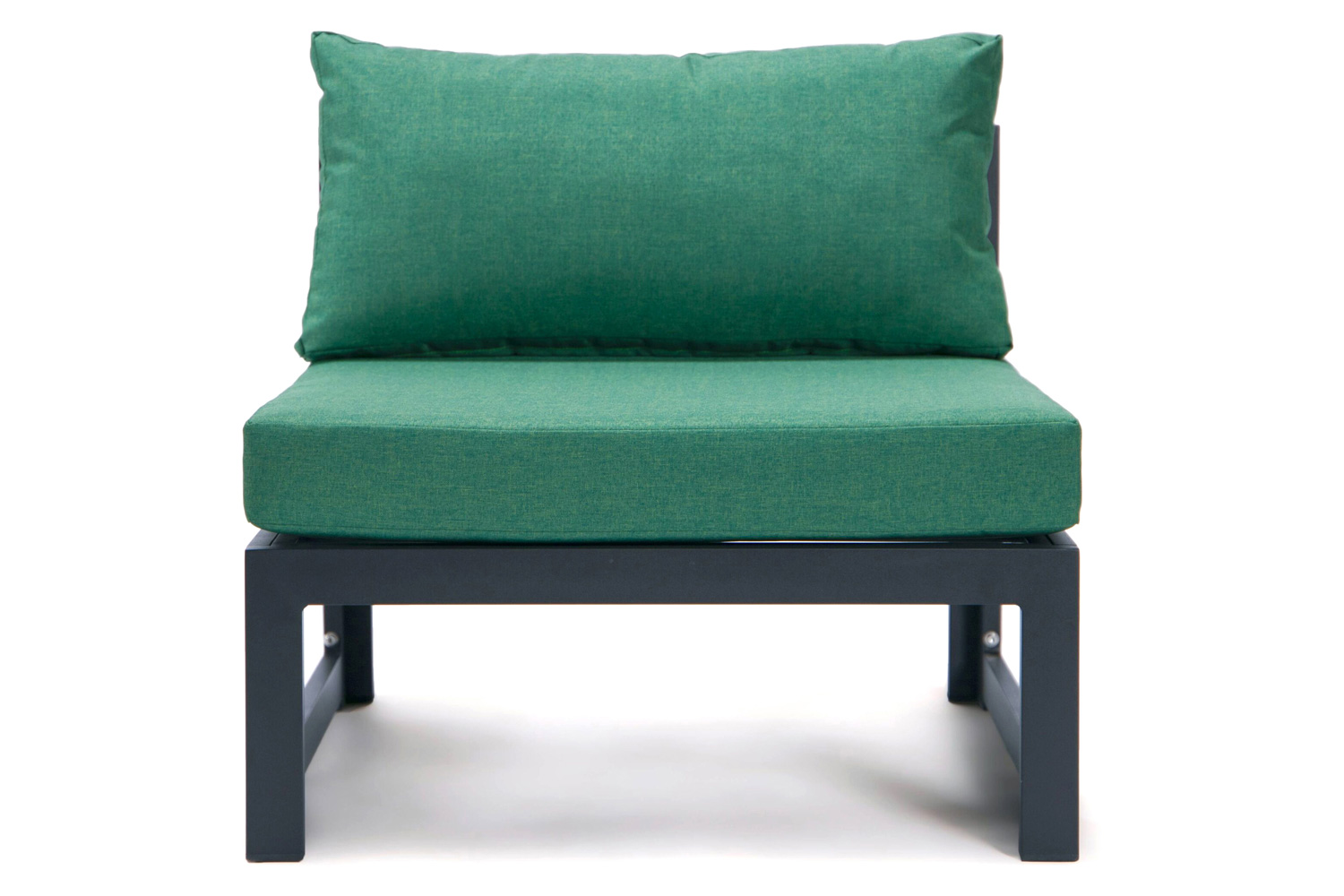 LeisureMod Chelsea 6-Piece Patio Sectional In Black Aluminum with Cushions - Green