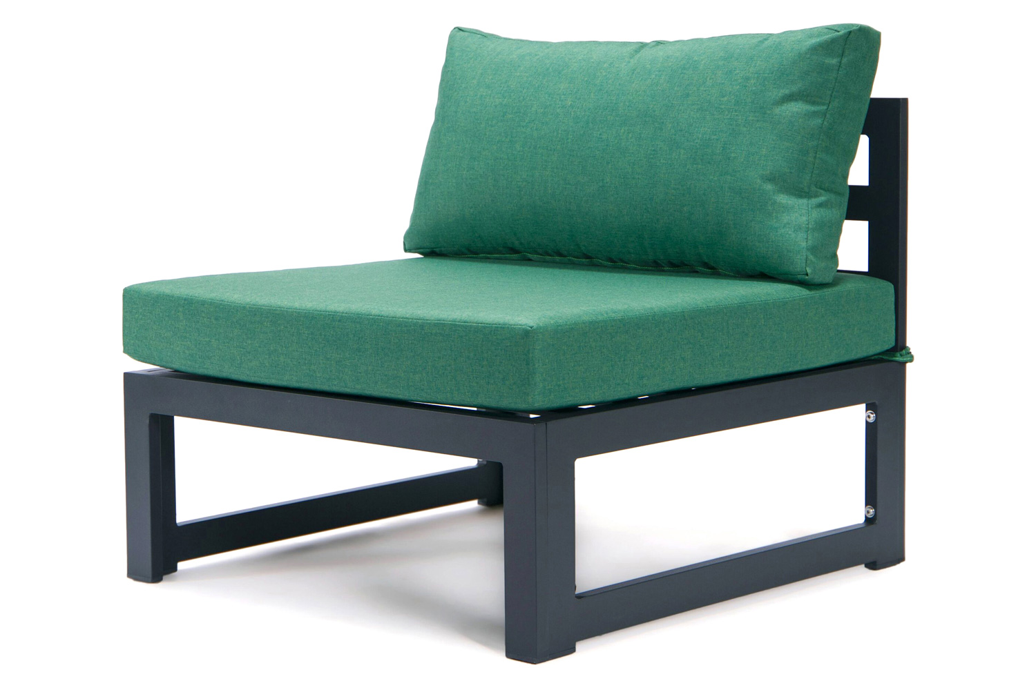 LeisureMod Chelsea 5-Piece Middle Patio Chairs and Fire Pit Table Set Black Aluminum with Cushions - Green