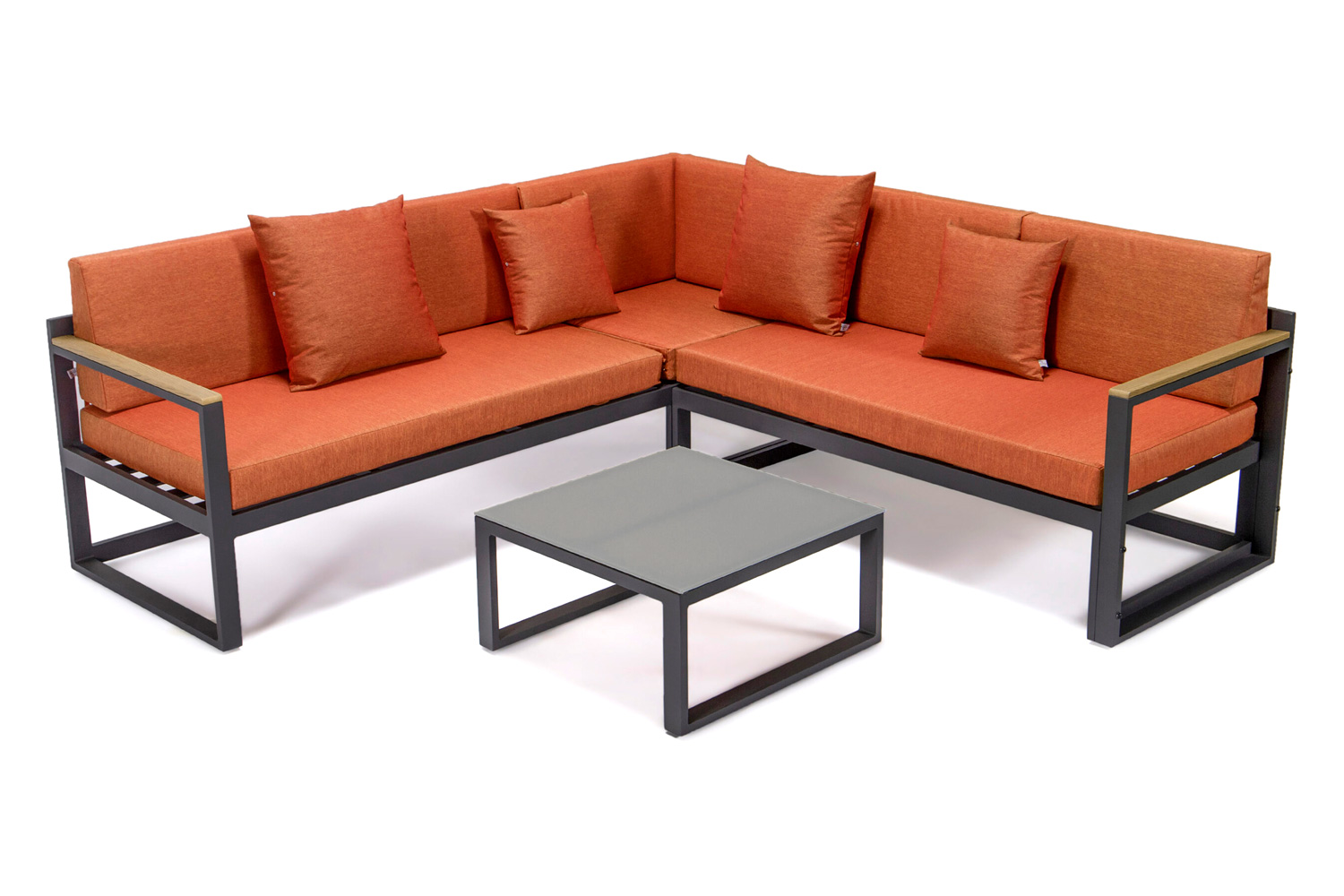 LeisureMod - Chelsea White Sectional with Adjustable Headrest and Coffee Table with Cushions