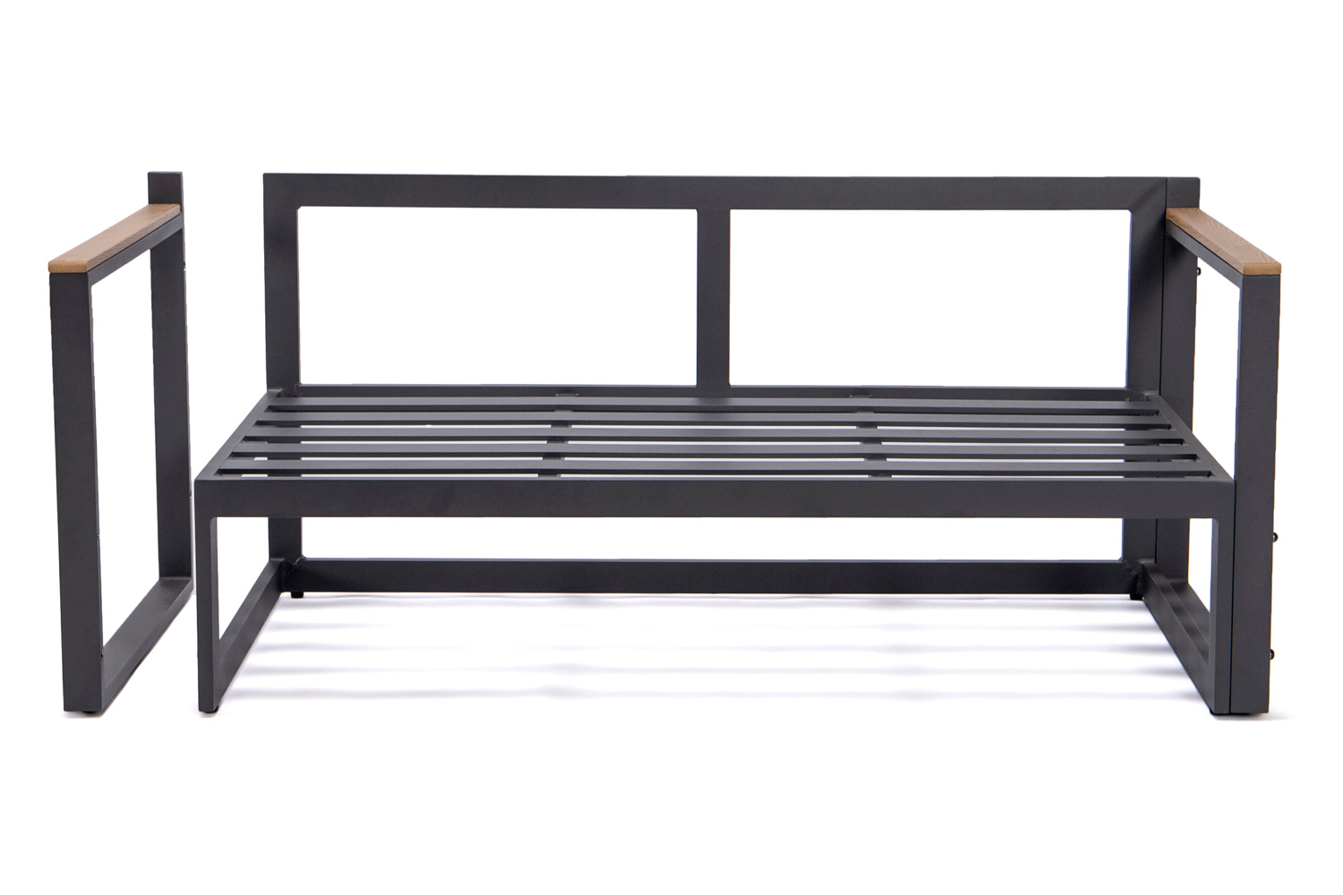 LeisureMod Chelsea Black Sectional with Adjustable Headrest and Coffee Table with Two Tone Cushions - Red