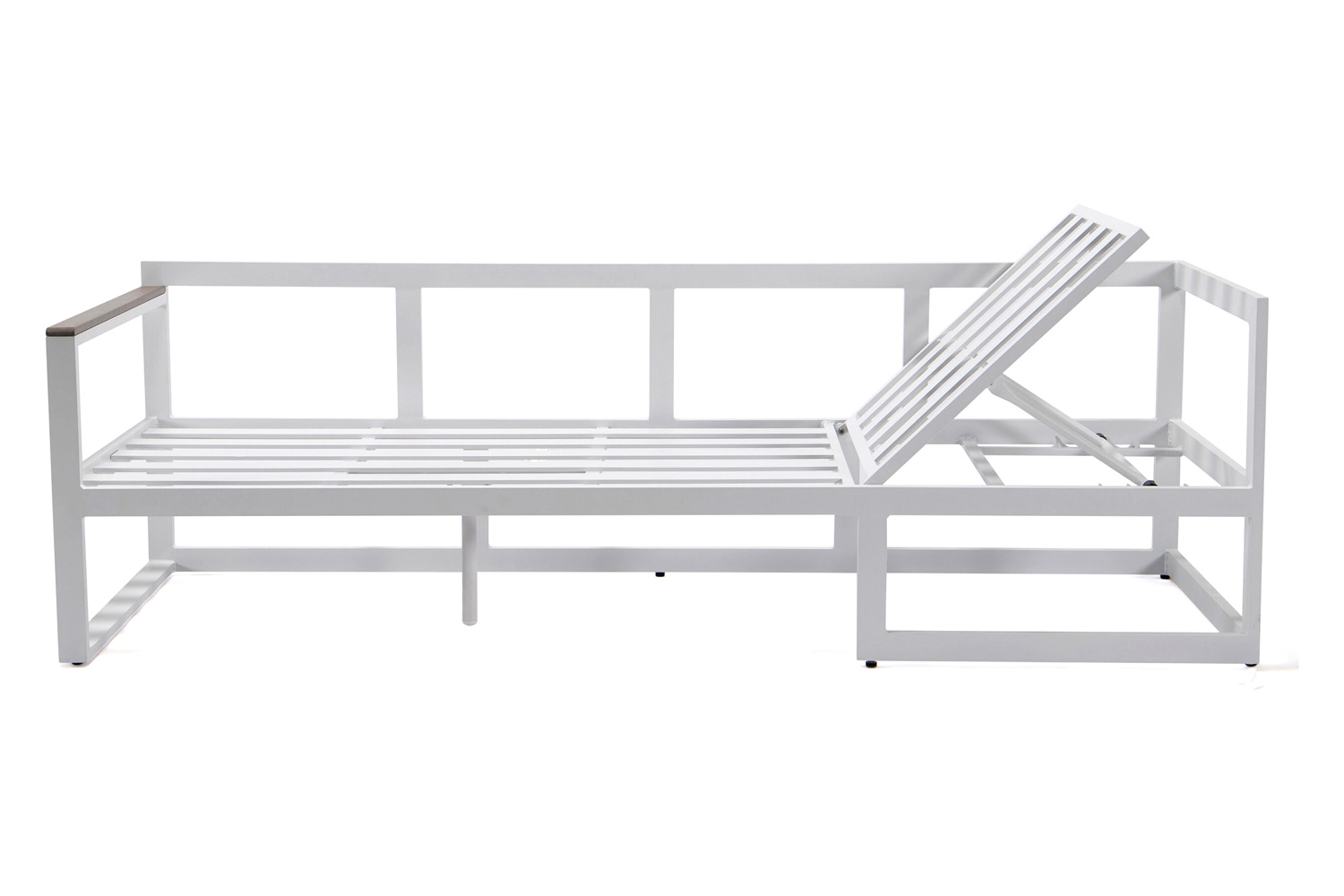 LeisureMod Chelsea White Sectional with Adjustable Headrest and Coffee Table with Two Tone Cushions - Light Gray