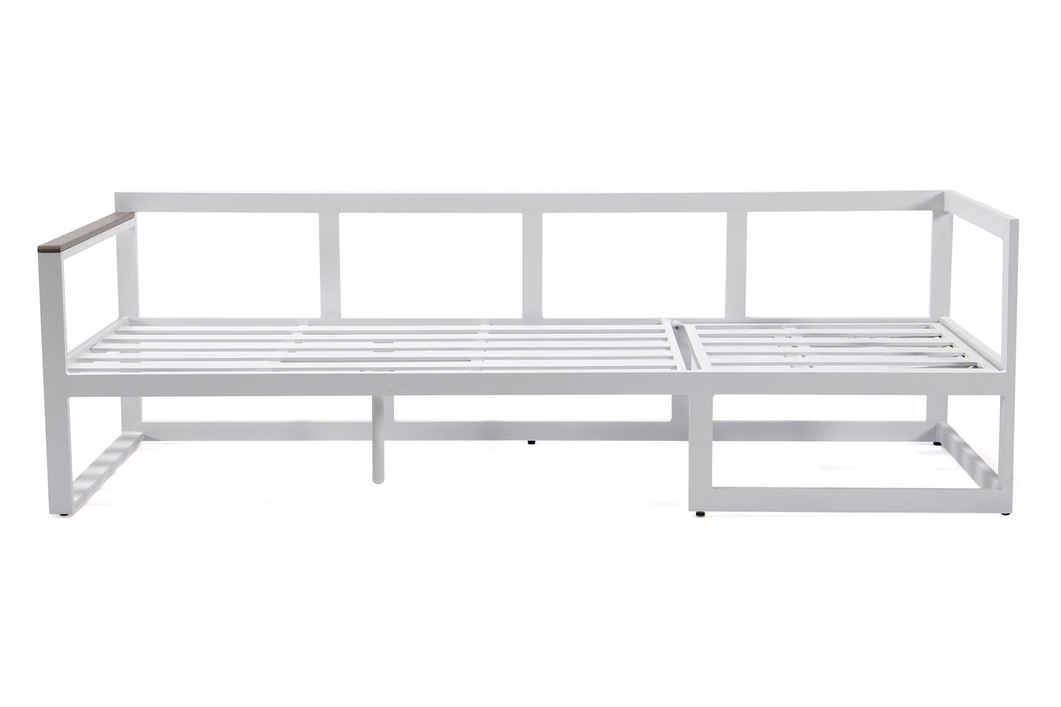 LeisureMod Chelsea White Sectional with Adjustable Headrest and Coffee Table with Two Tone Cushions - Light Gray