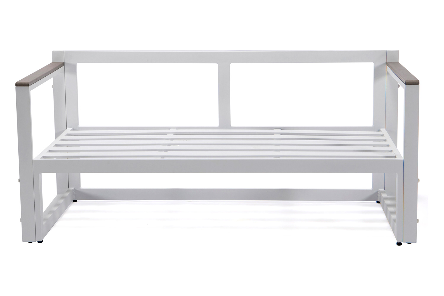 LeisureMod Chelsea White Sectional with Adjustable Headrest and Coffee Table with Two Tone Cushions - Light Gray