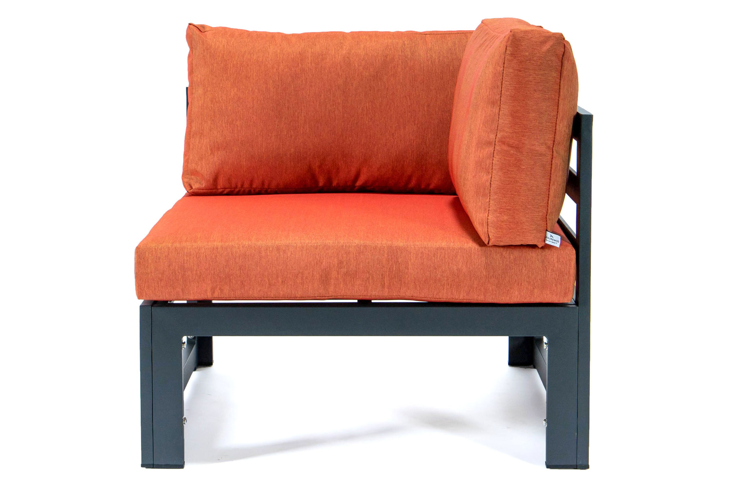 LeisureMod Chelsea 5-Piece Sectional Loveseat and Coffee Table Set Black Aluminum with Cushions - Orange