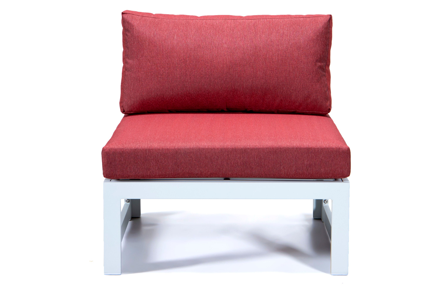 LeisureMod Chelsea 6-Piece Patio Sectional In White Aluminum with Cushions - Red